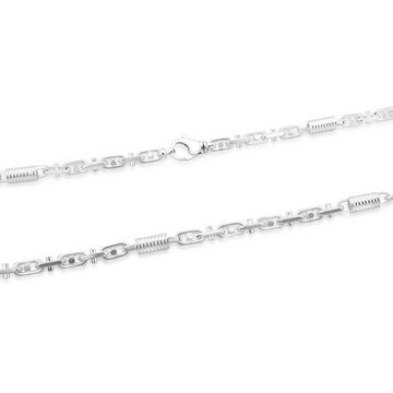 Tony Fein Silberkette Monte Carlo 8mm Breit Massiv 925 Sterling Silber, Halskette für Herren Made in Italy