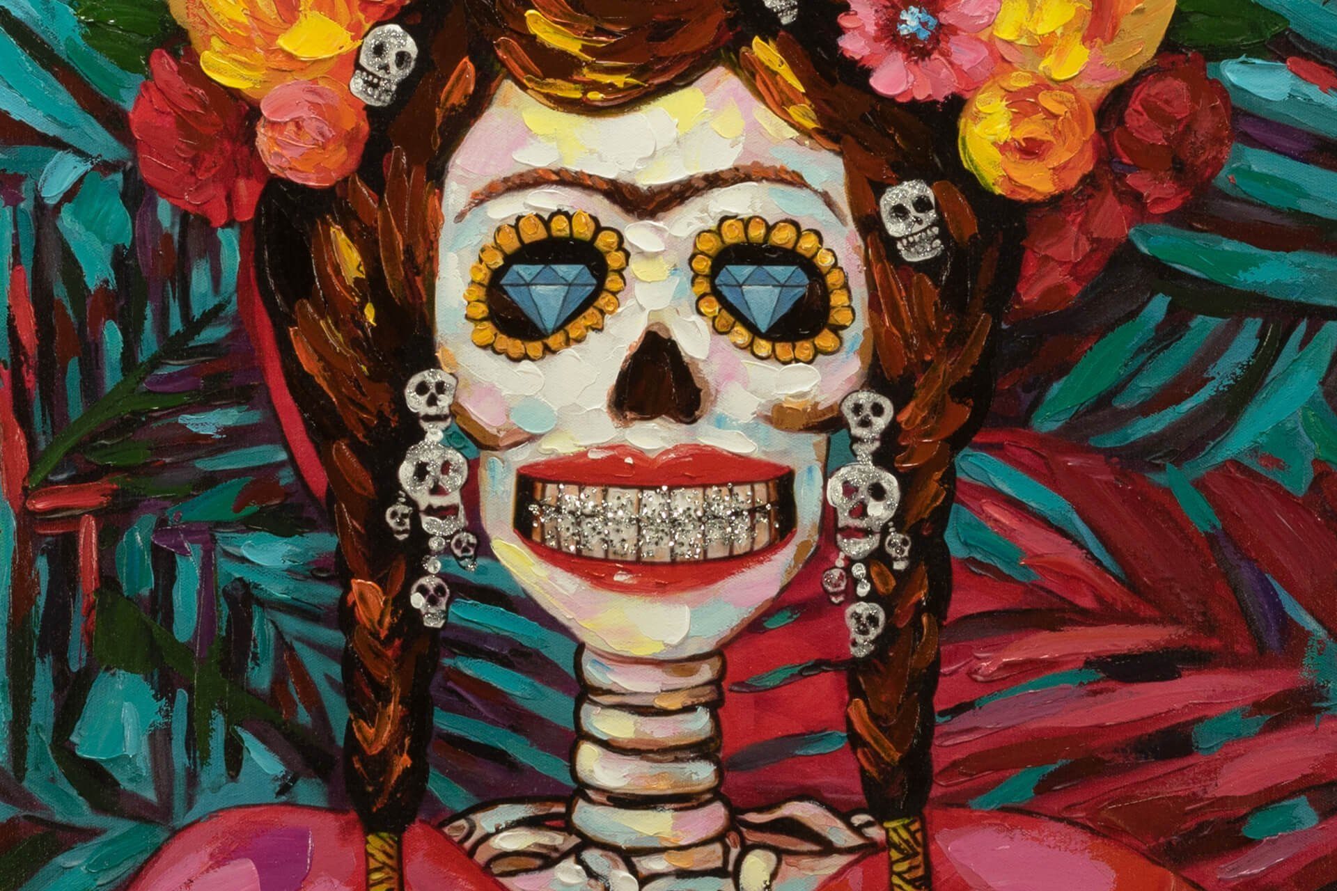 HANDGEMALT 100% Wandbild Mexiko Wohnzimmer aus cm, Prinzessin Leinwandbild 70x100 KUNSTLOFT Gemälde
