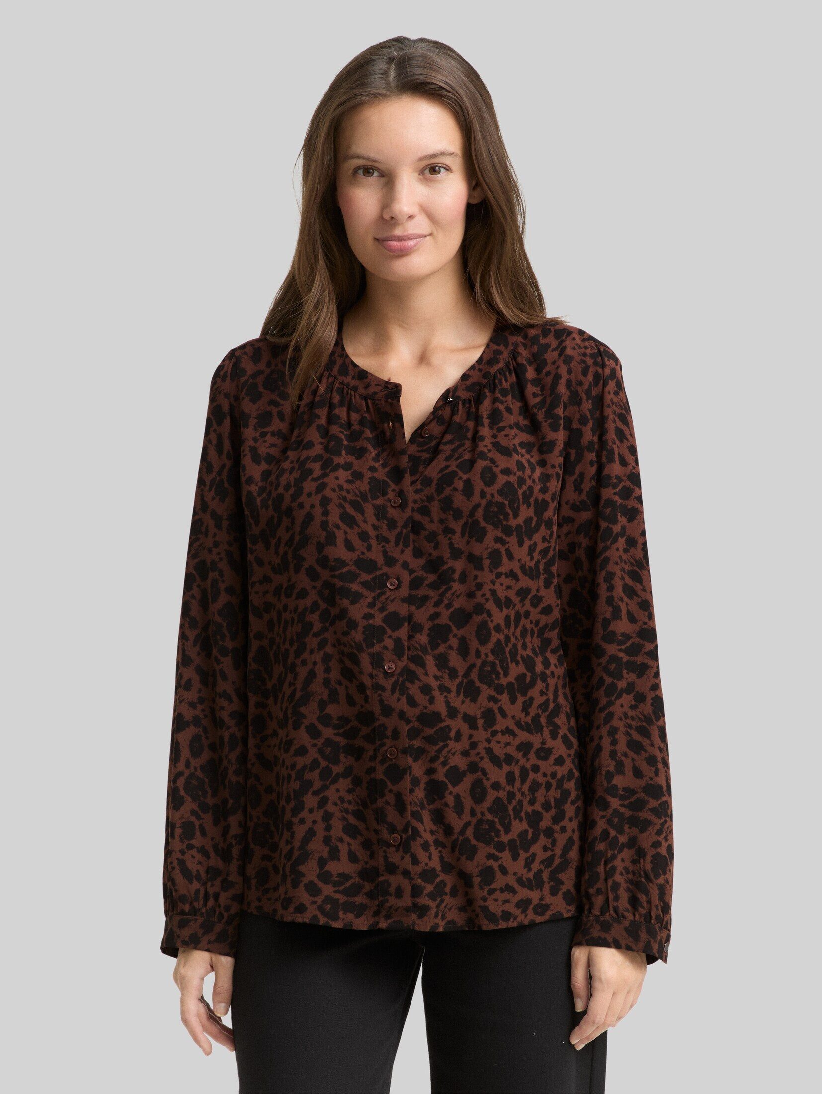 TOM TAILOR Langarmbluse Blusen & Shirts Bluse mit Leo-Print