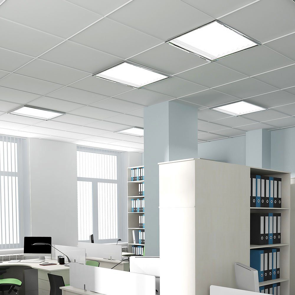 etc-shop LED Panel, LED-Leuchtmittel fest Raster Strahler verbaut, LED Arbeitszimmer Alu Decken 7er Lampen Warmweiß, Einbau Set