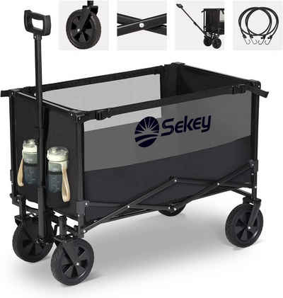 Sekey Bollerwagen Sekey Bollerwagen Faltbar XXL Preis-Leistungsieger 3011, 160L 100KG, Klappbar Transportwagen Outdoor Faltbar Handwagen, mit 2PCS Spanngurt