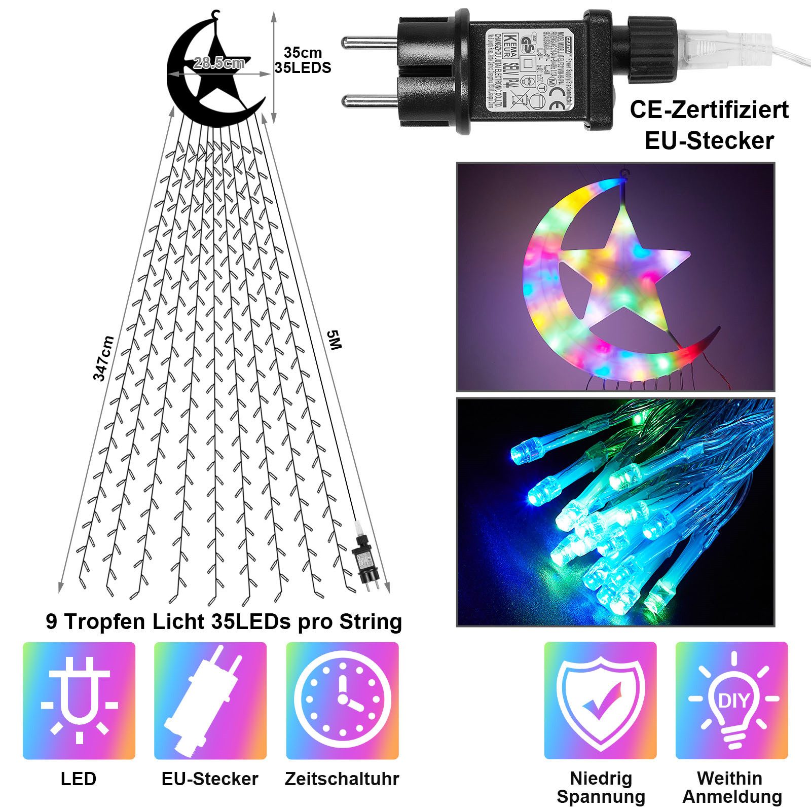 Rosnek LED-Baummantel Stern-Topper, 8 Modi, für Dachgarten Weihnachtsdeko, günstig online kaufen