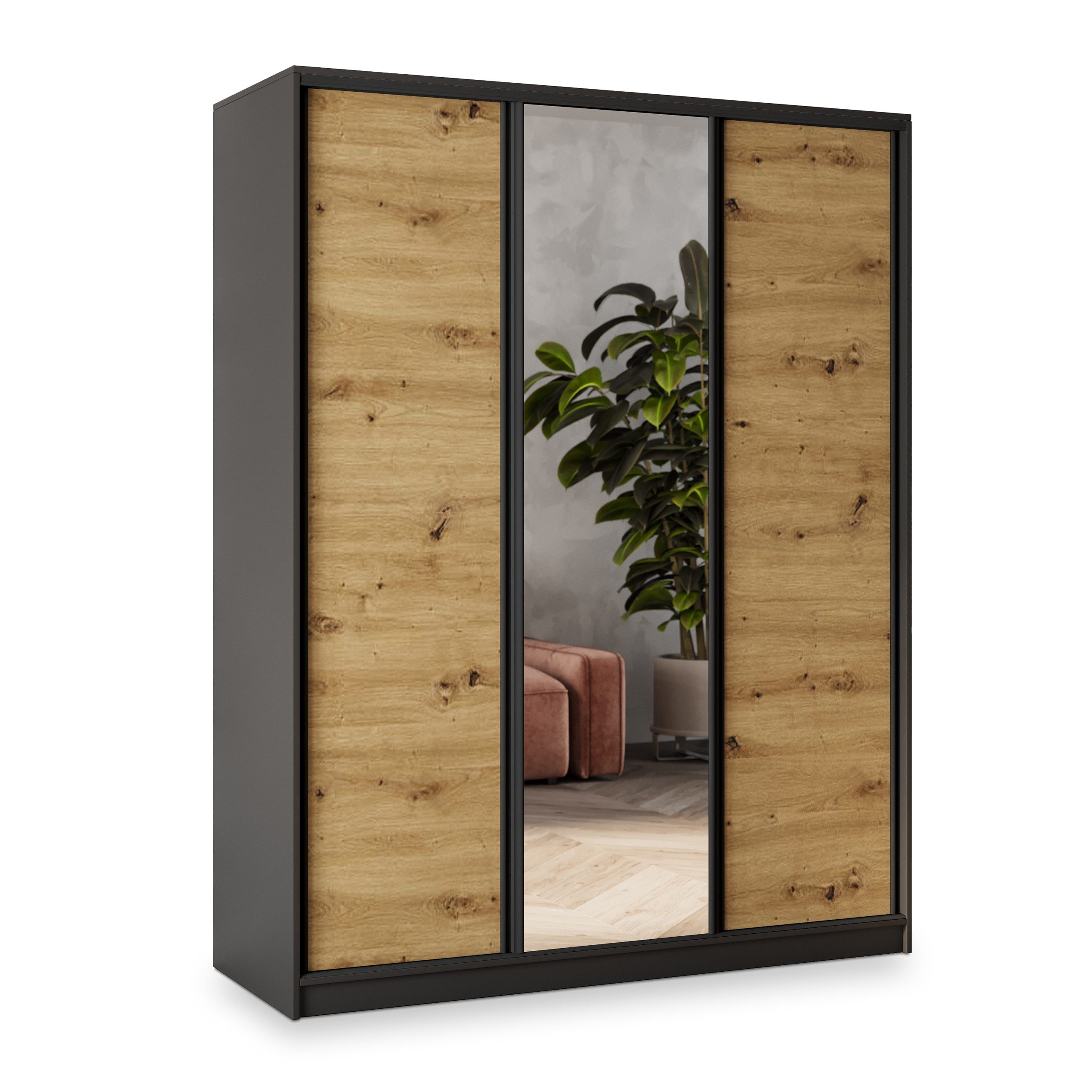 Masseno Schwebetürenschrank SORE Kleiderschrank mit Spiegel und Schubladen günstig online kaufen