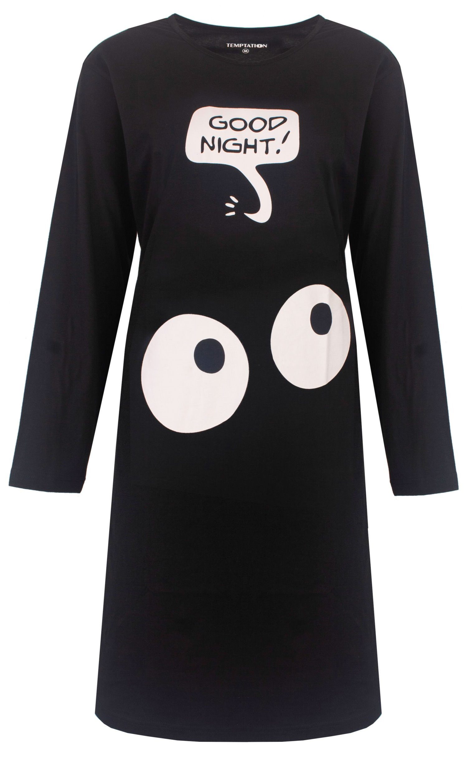 TEMPTATION Nachthemd Damen Schlafshirt mit langem Arm (1-tlg) Baumwolle günstig online kaufen