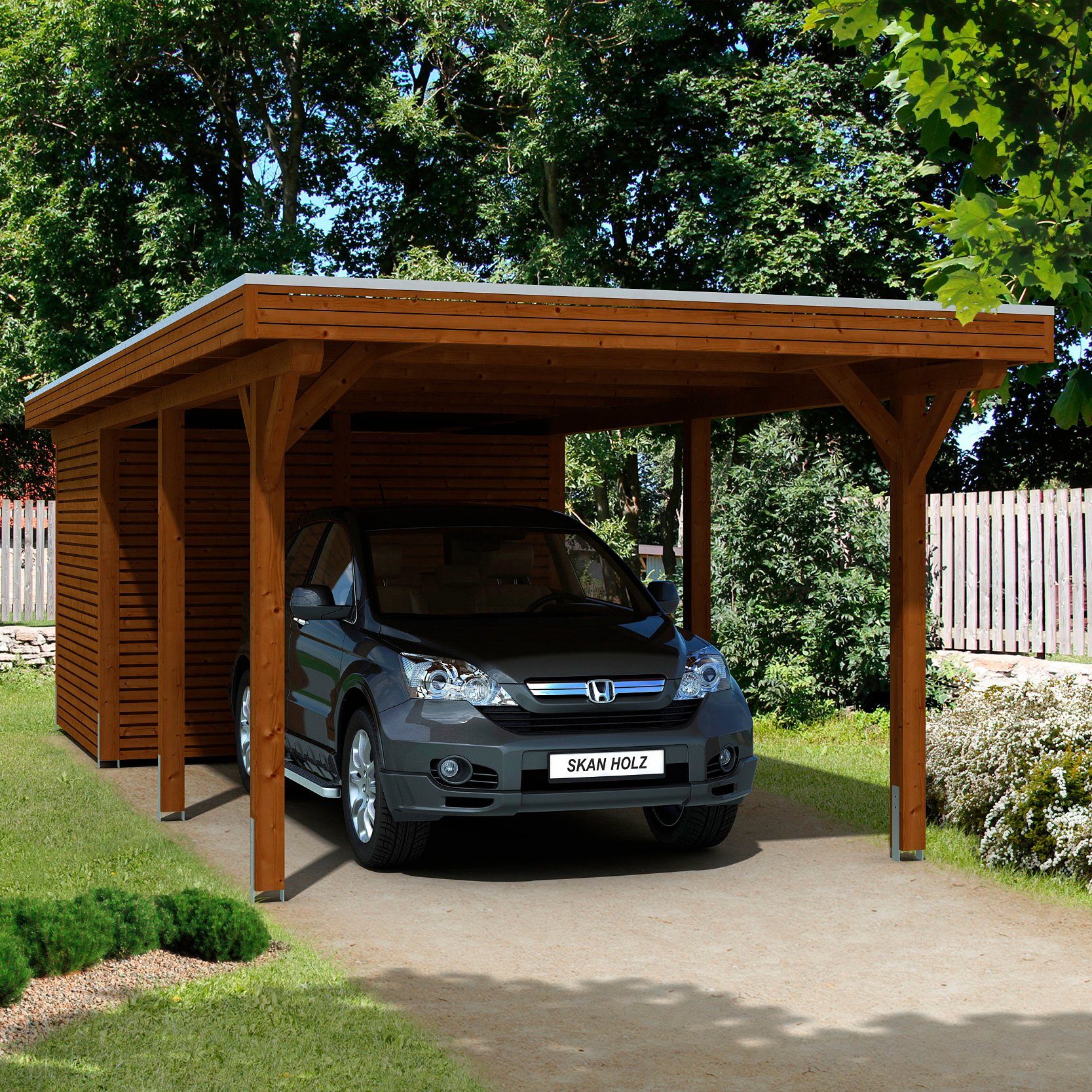 Skanholz Einzelcarport Spessart, BxT: 355x846 cm, 220 cm Einfahrtshöhe