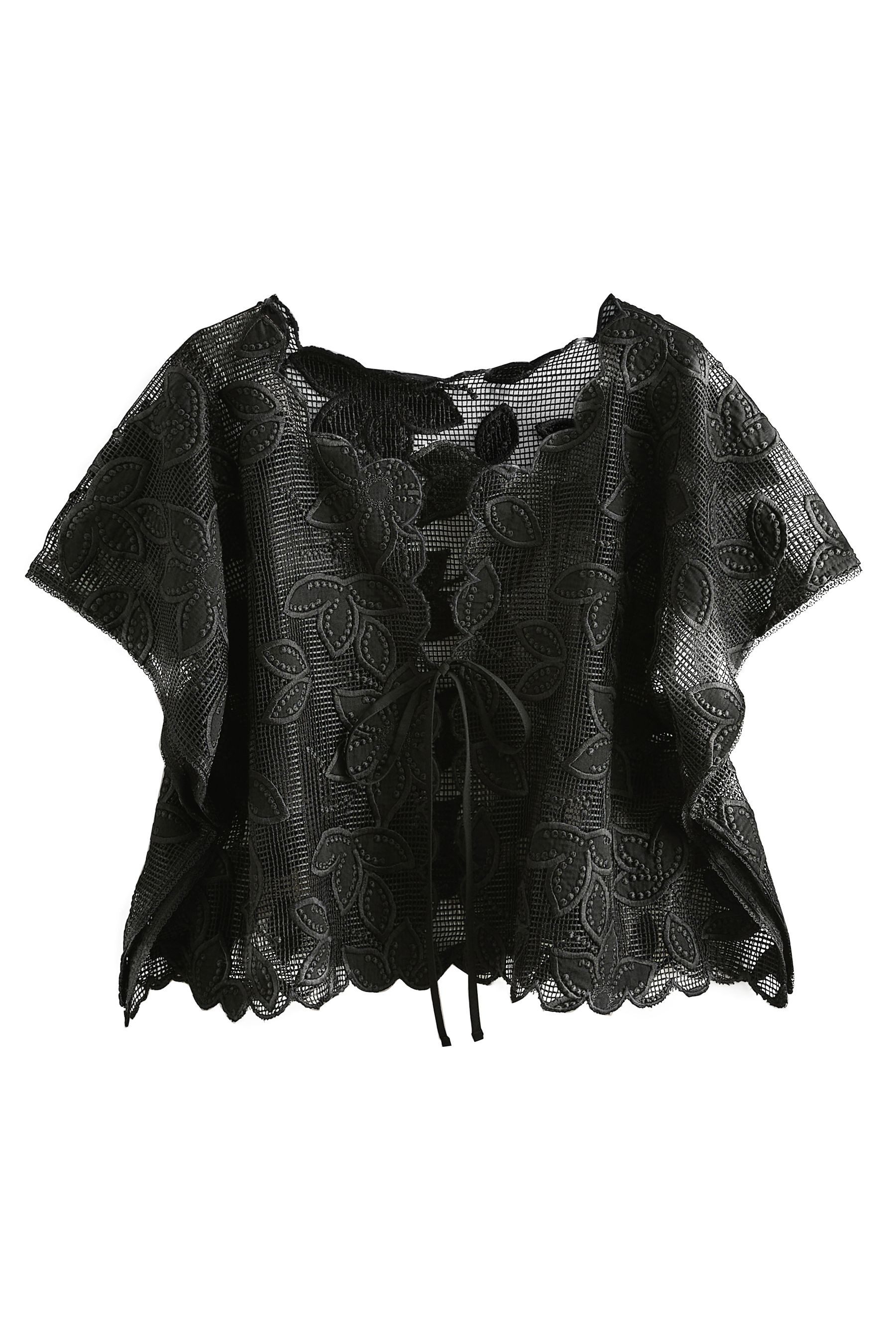 Strandshirt Cover-up mit Blumenmuster, Mesh und Bindedetail