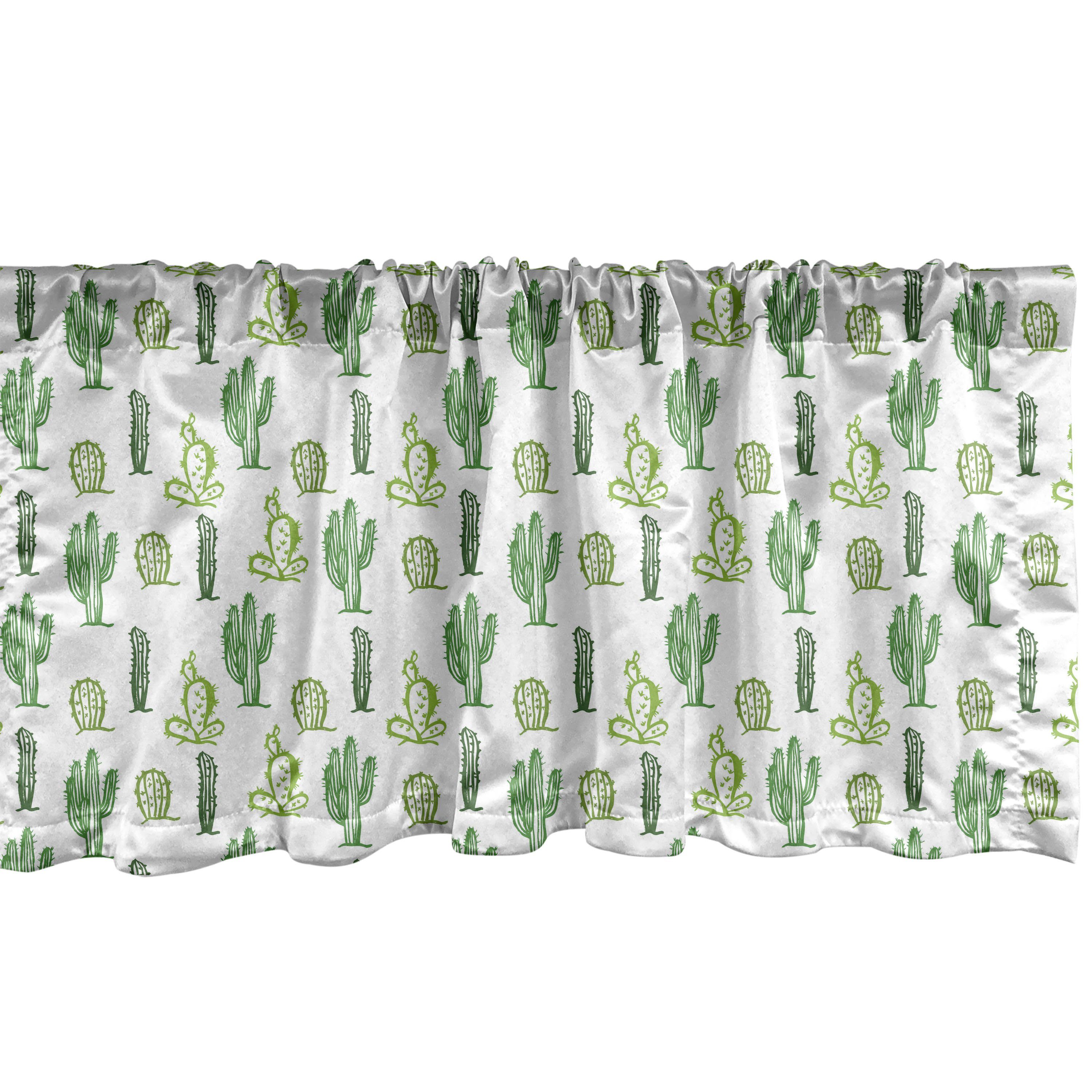 Scheibengardine Vorhang Volant für Küche Schlafzimmer Dekor mit Stangentasche, Abakuhaus, Microfaser, Kaktus Cartoon Doodle Flora