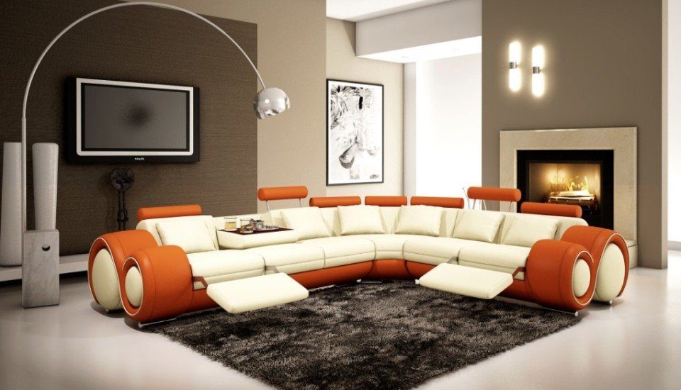 JVmoebel Ecksofa, Ledersofa Couch Wohnlandschaft Ecksofa Eck Design Modern  Sofa