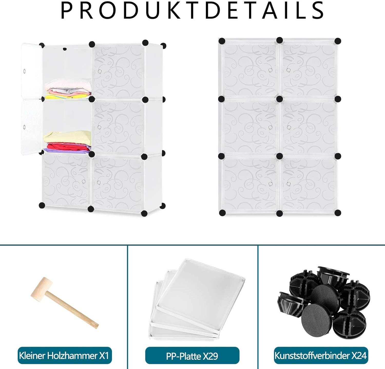 FIVMEN Kleiderschrank DIY Regalsystem Platzsparendes Steckregalsystem – Bild 5 von 5