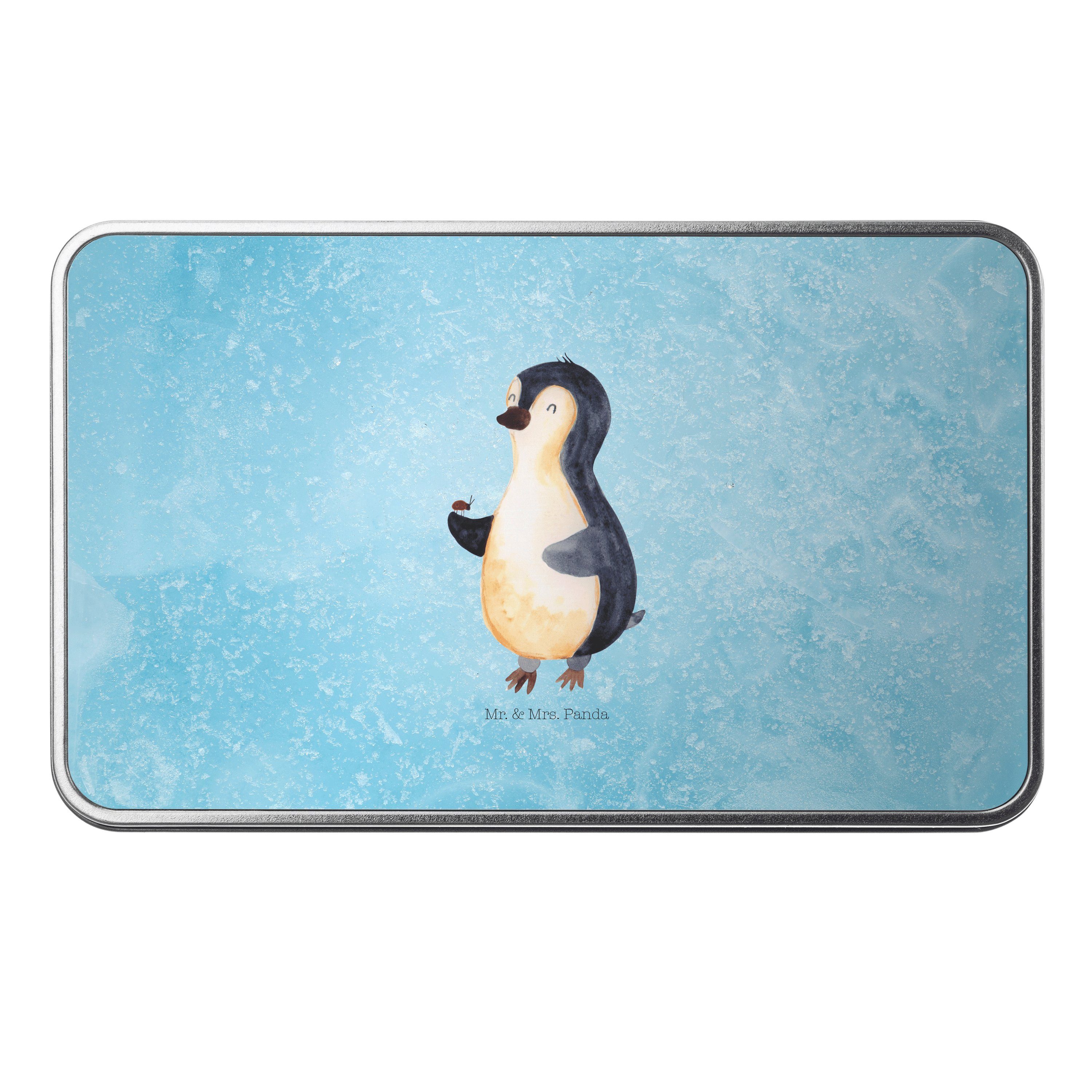 Mr. & Mrs. Panda Dose Pinguin Marienkäfer - Eisblau - Geschenk, Pinguine, Glück, Versperbox (1 St)