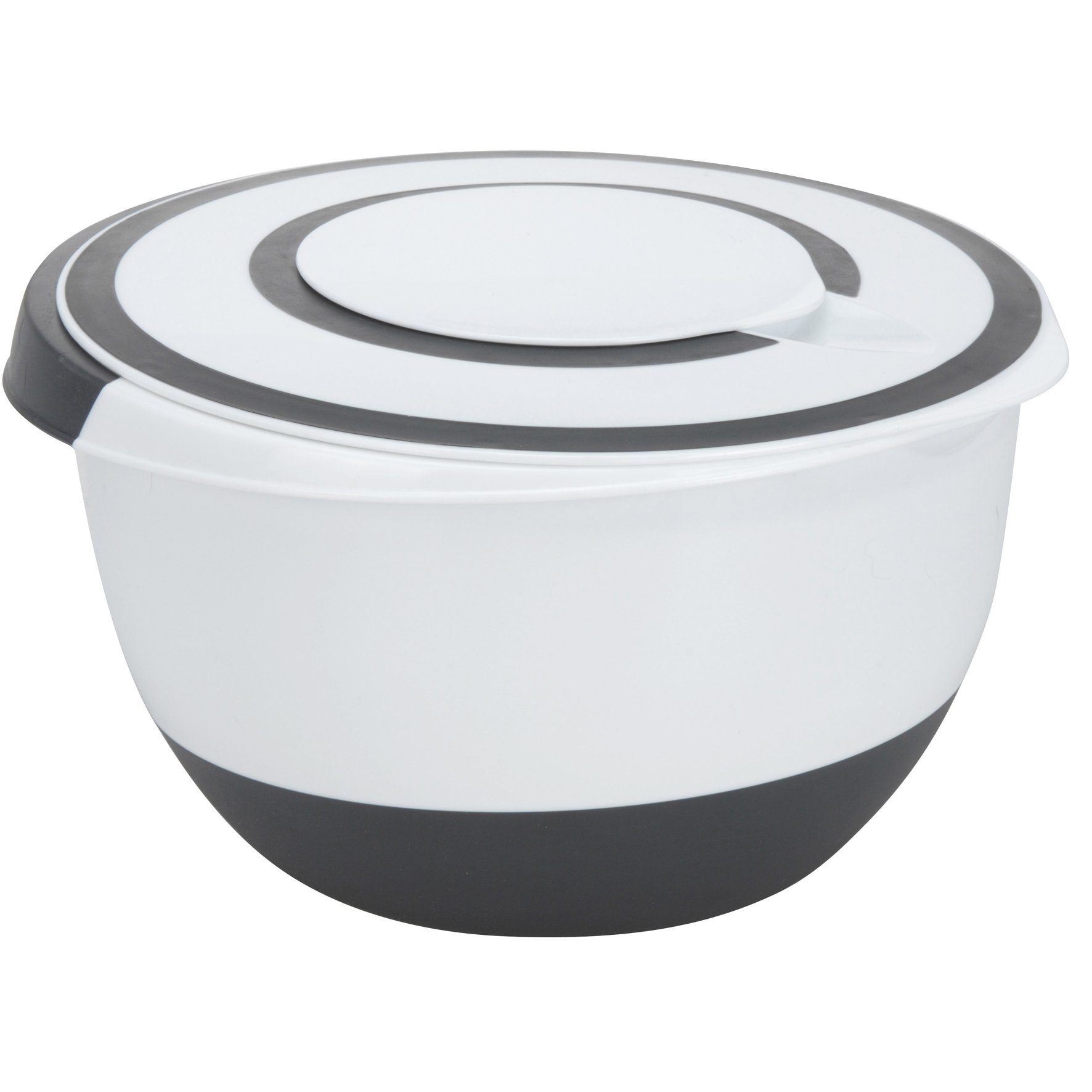 BigDean Rührschüssel mit Spritzschutz-Deckel 5 Liter Rühröffnung Stoppboden Schüssel 5L, Kunststoff, (1-tlg), Spritzschutz