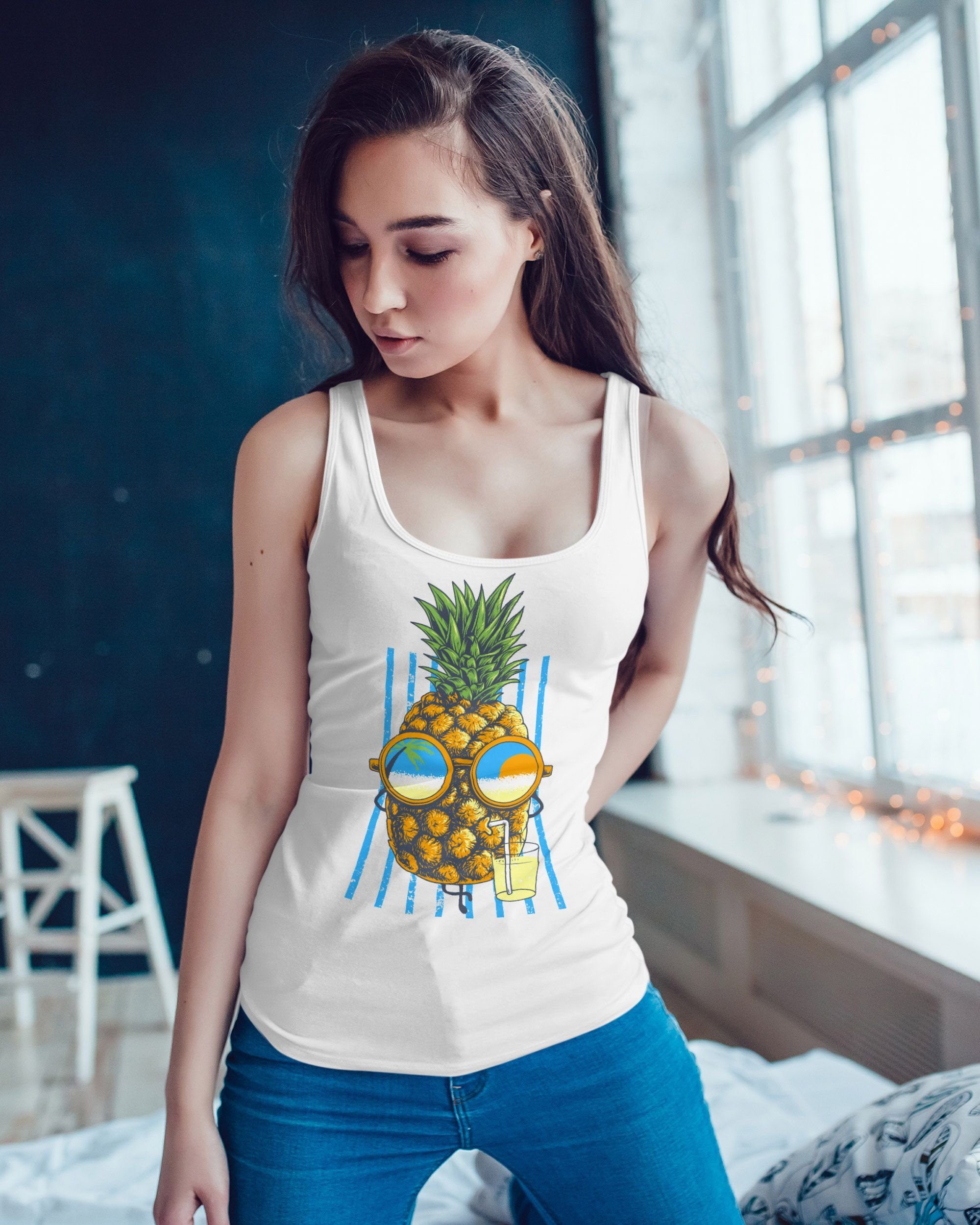 Neverless Tanktop Damen Tank-Top chilling Ananas günstig online kaufen