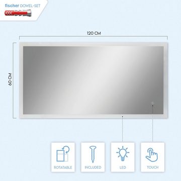 Paco Home Wandleuchte BECKY, LED fest integriert, Neutralweiß, Beleuchteter Spiegel LED Backlight Touch-Schalter Wandspiegel 4000 K