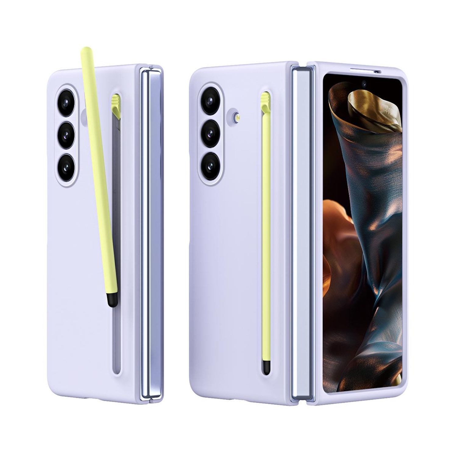 Wigento Handyhülle Für Samsung Galaxy Z Fold7 5G Skinfeel Hülle mit Stifthalterung Lila, Skinfeel Schutzhülle mit Halterung für S-Pen und Stoßschutz