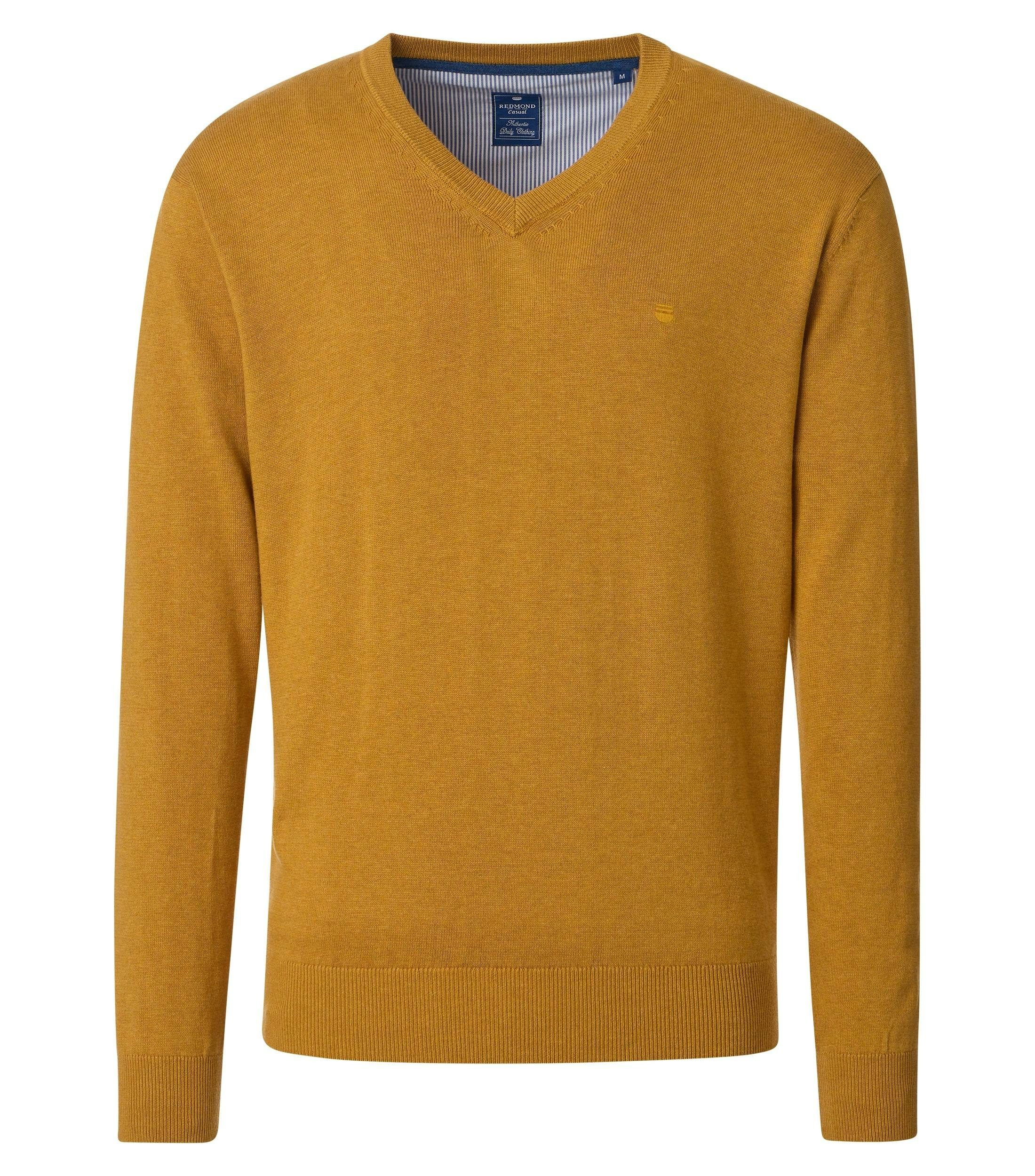 Redmond V-Ausschnitt-Pullover REDMOND Casual Herren Pullover Langarm V-Neck Comfort Senfgelb