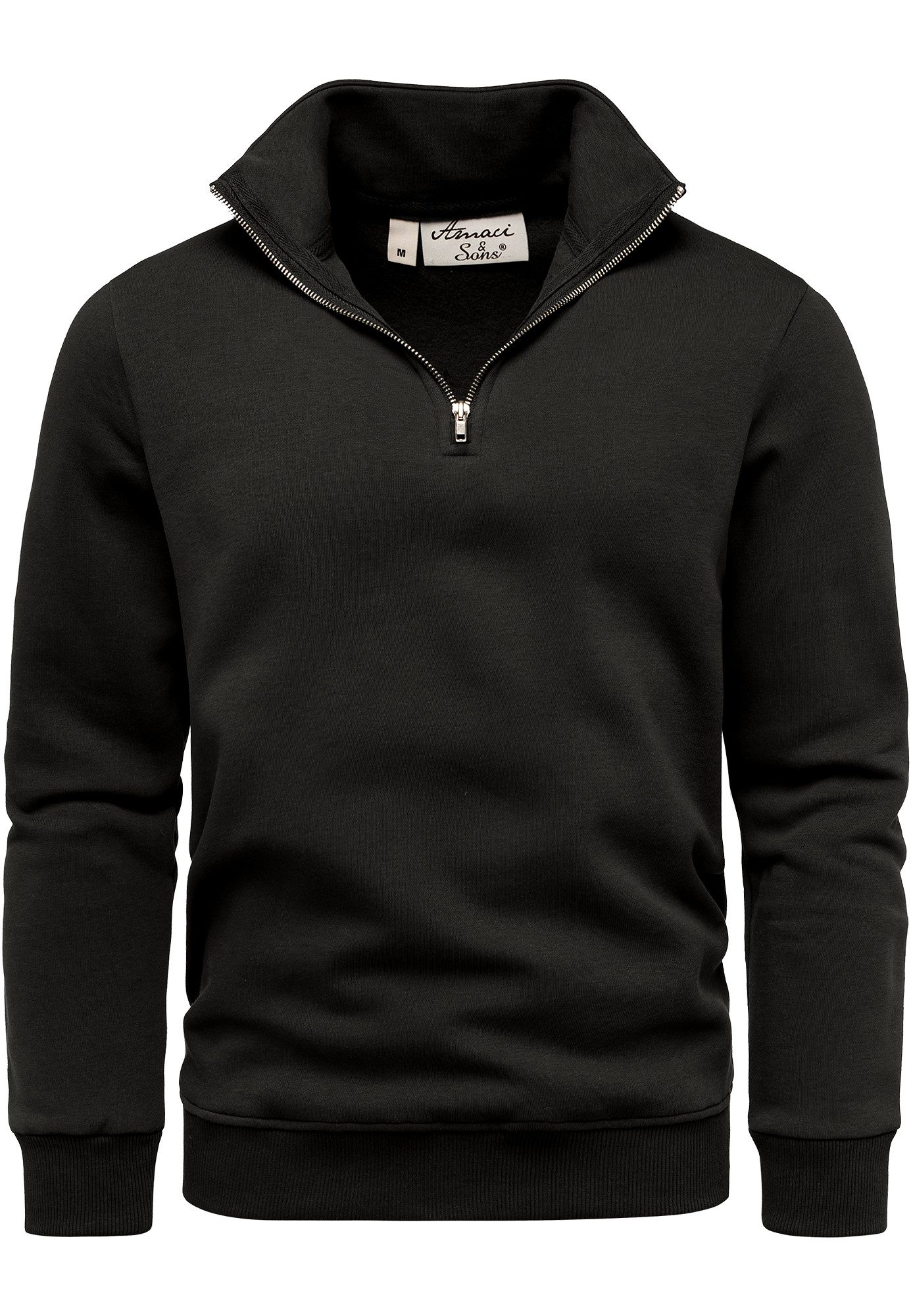 Amaci&Sons Sweatshirt LANDON Troyer Troyer Herren Pullover Zipper Sweatjack günstig online kaufen
