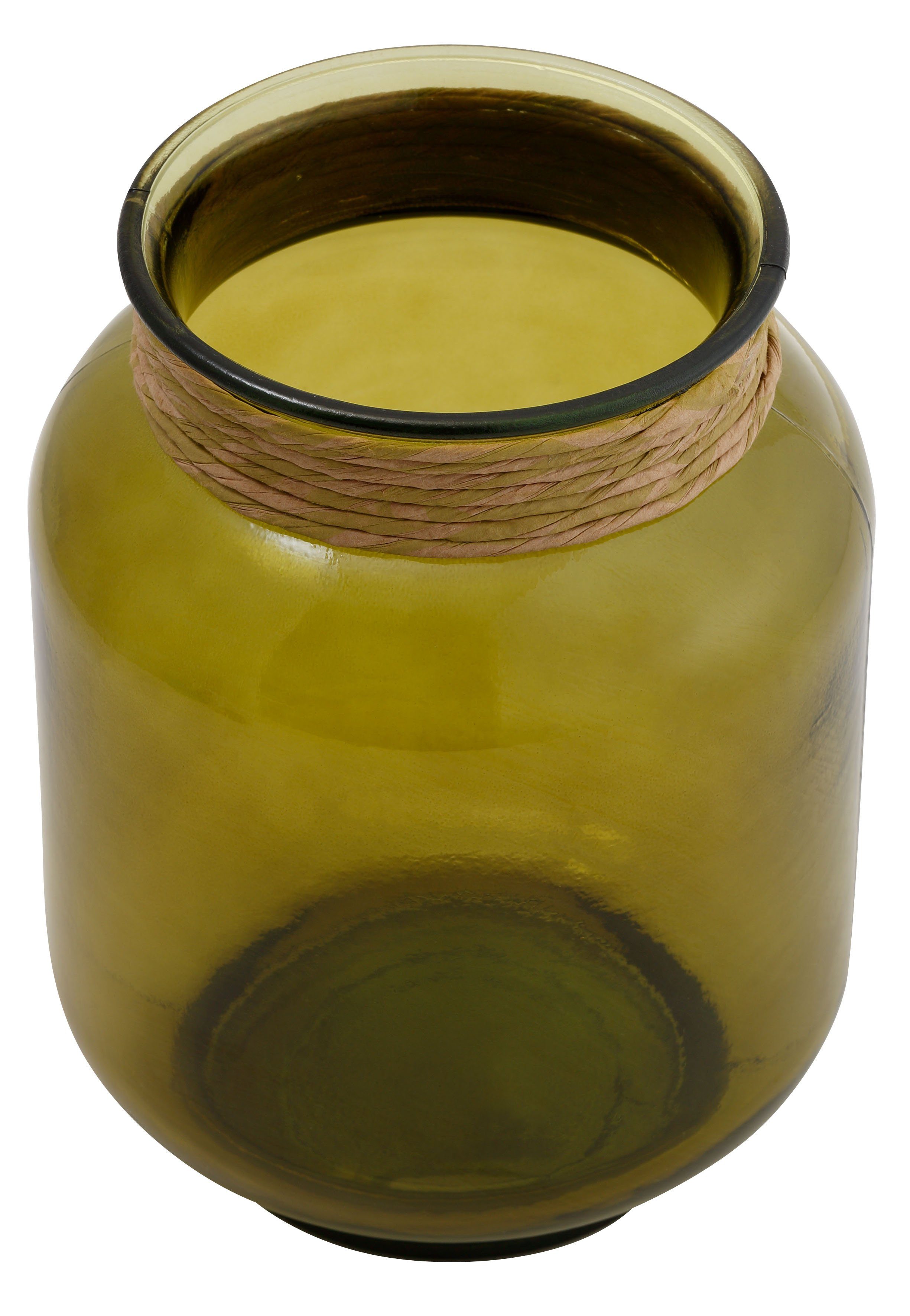 OTTO products Tischvase Beelia Glas, 20 cm Höhe Dekovase, St), aus recyceltem ca. ca. cm, Ø 25 (1 dunkelgrün