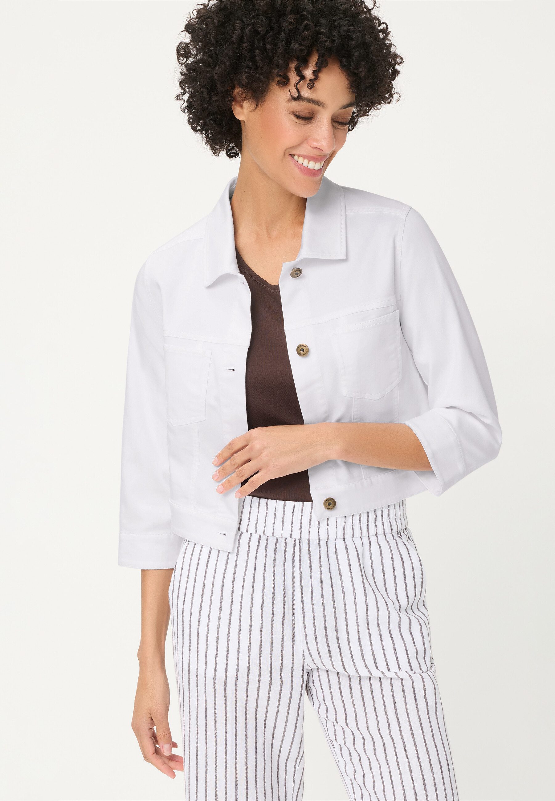 Olsen Jacke aus Satin mit Brusttaschen