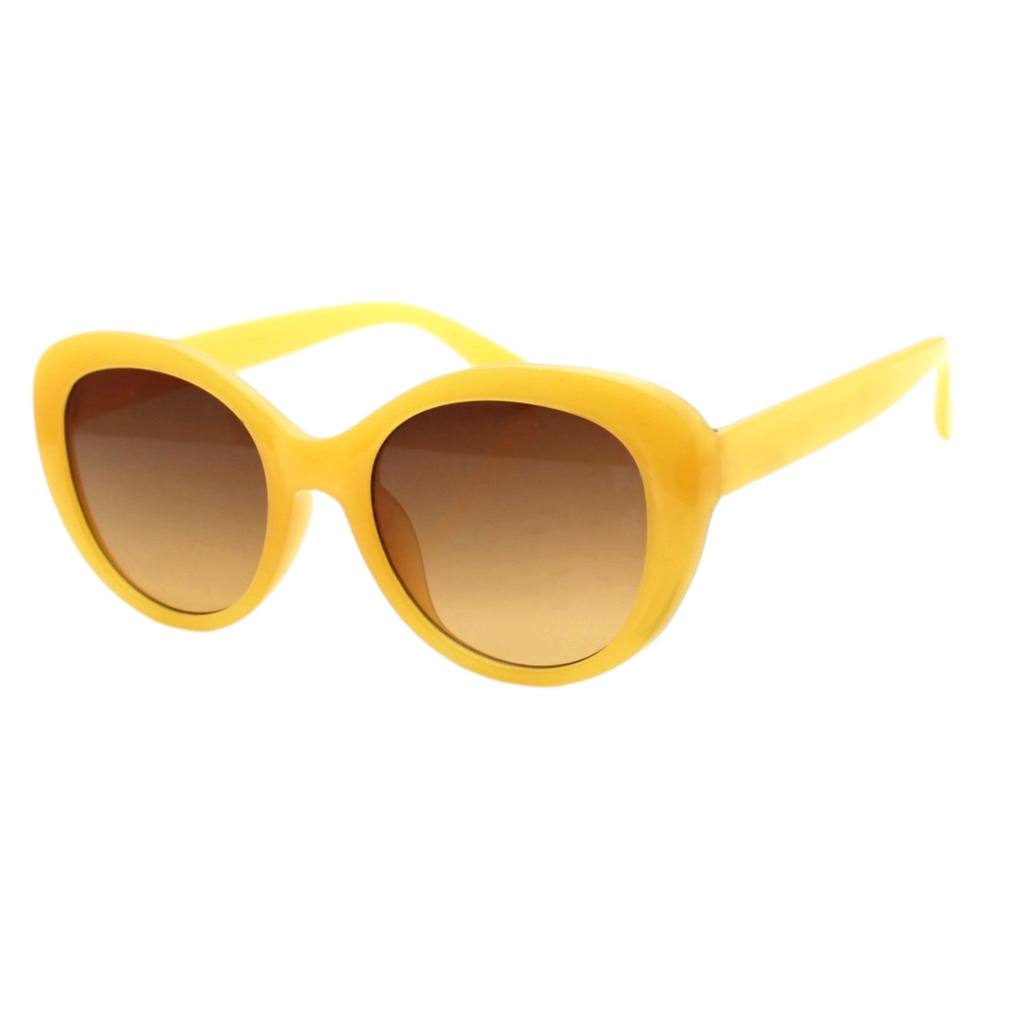 Rennec Sonnenbrille Damen Vintage Brille 60ziger Jahre Design Cat-Eye Oval Transparent Gestell in Pastellfarben Gelb, Mint, Flieder, Gläser UV400 Getönt