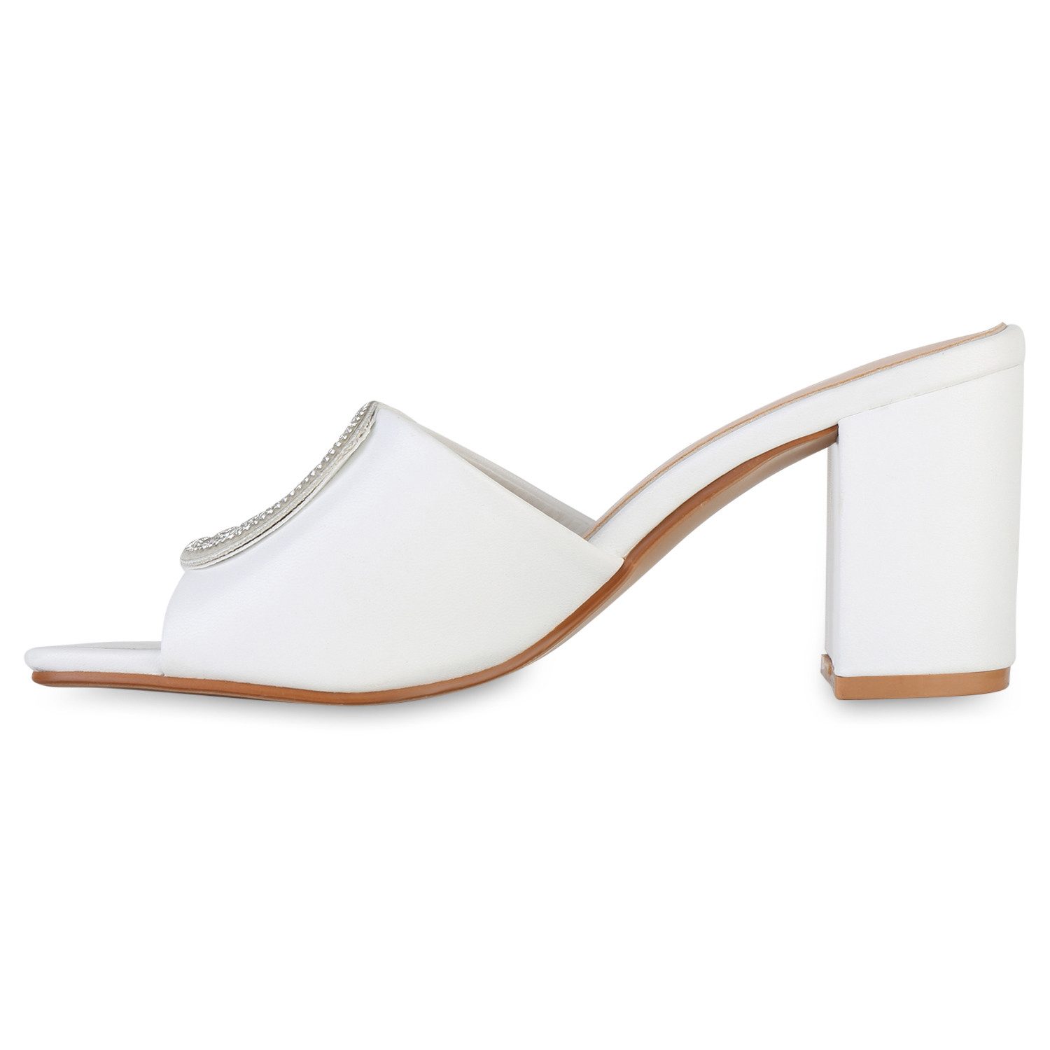 VAN HILL 841538 Sandalette Damen Pantoletten Sandaletten Strass Leder-Optik günstig online kaufen