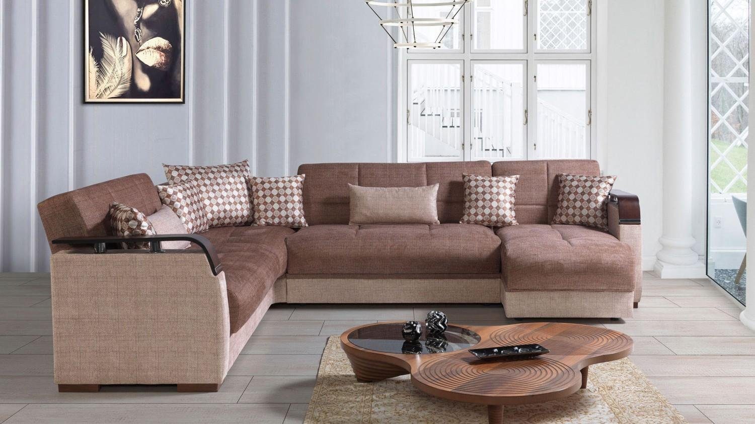 JVmoebel Ecksofa Ecksofa Wohnlandschaft L-Form Luxus, Made Sofa Wohnzimmer Ecksofas Europe Braun In
