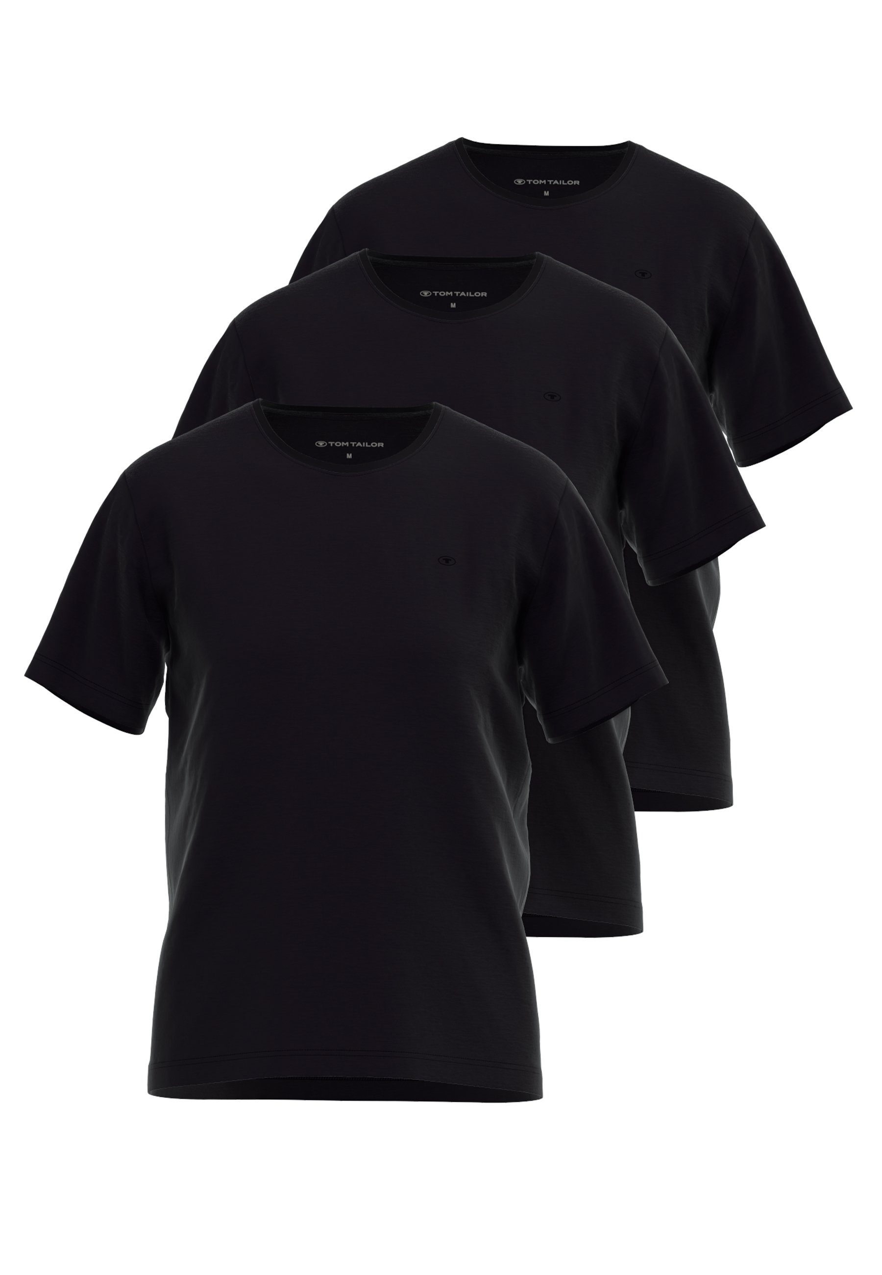 TOM TAILOR Unterziehshirt TOM TAILOR Herren Unterhemd schwarz uni 3er Pack (3-St)