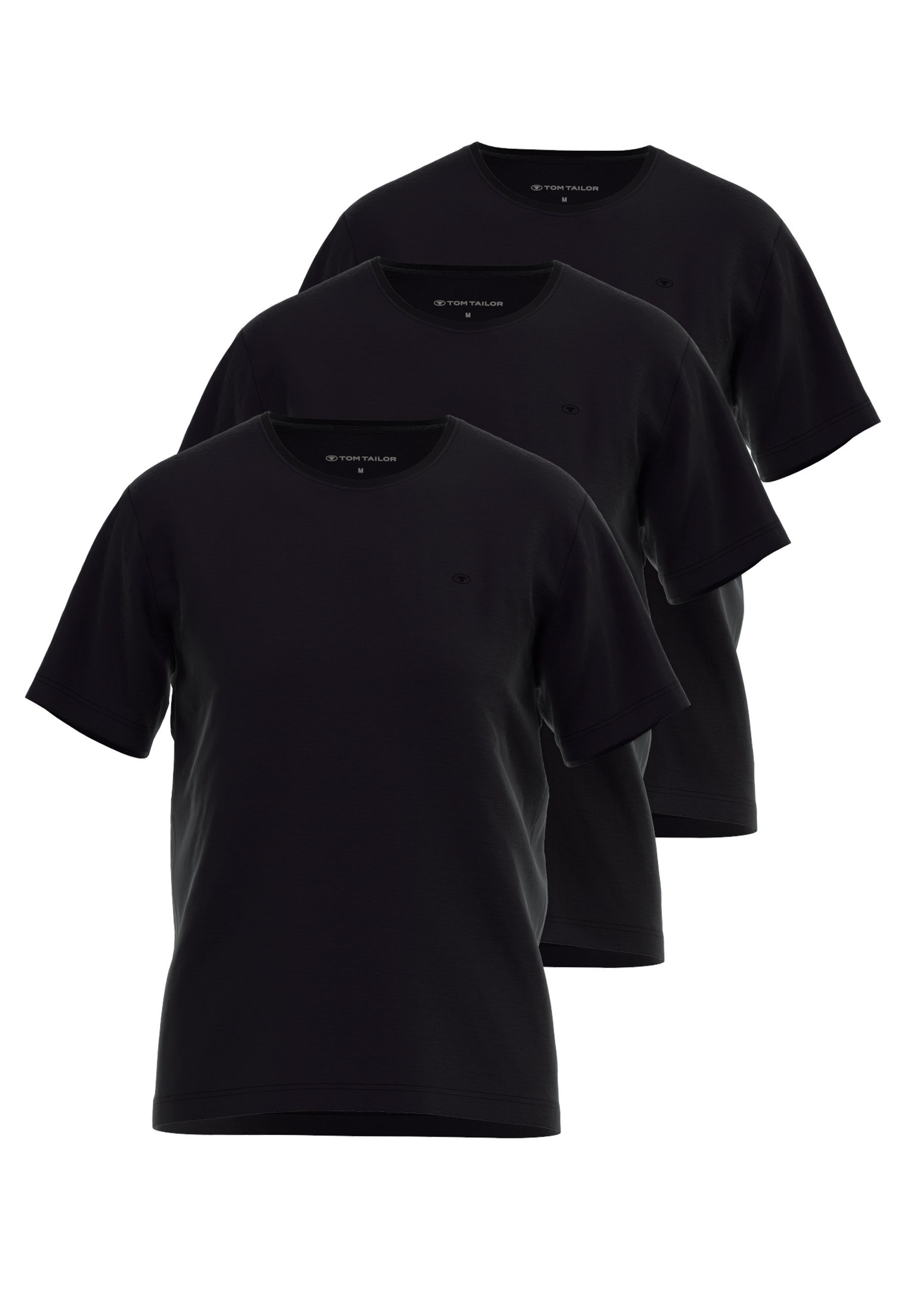 TOM TAILOR Unterziehshirt TOM TAILOR Herren T-Shirt schwarz uni 3er Pack (3 günstig online kaufen