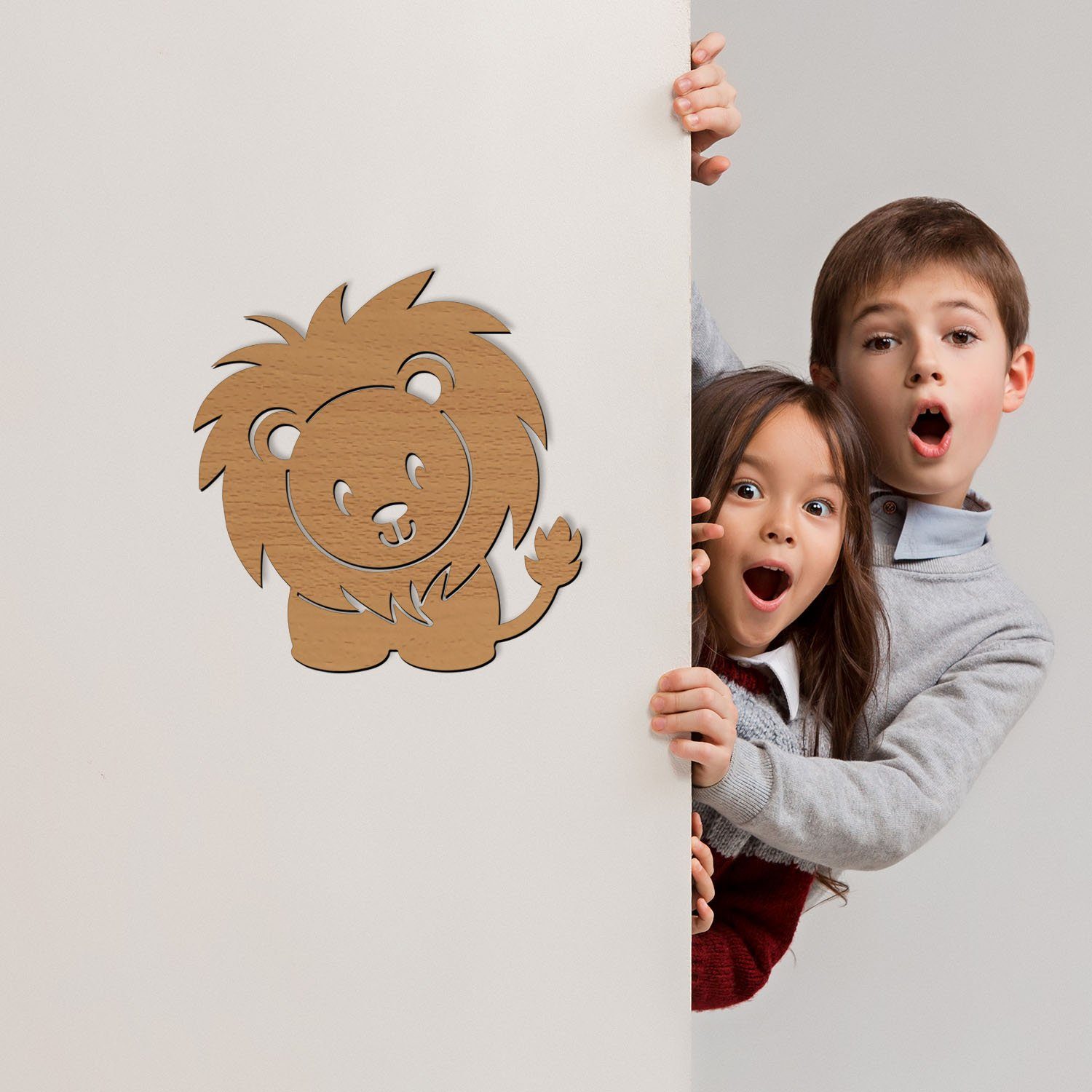 Nachtlicht Warmweiß LED LED Namofactur Holz, Kinder Löwe Nachtlicht I MDF fest Süßer Wandlampe Kinderzimmer integriert,