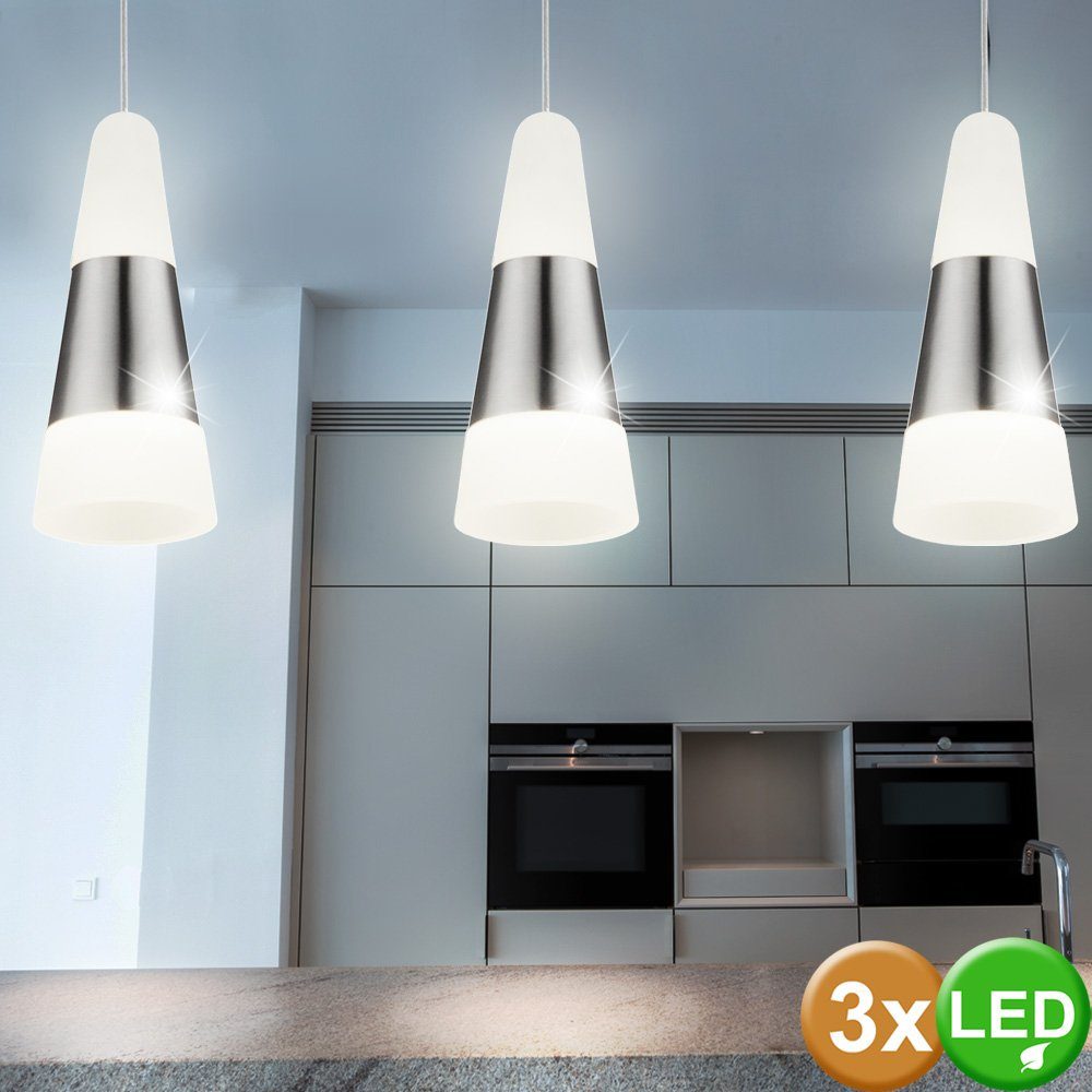 etc-shop Pendelleuchte, 3er Set LED Hänge Pendel Leuchte Wohn Zimmer Decken  Strahler Flur Lampe silber online kaufen | OTTO