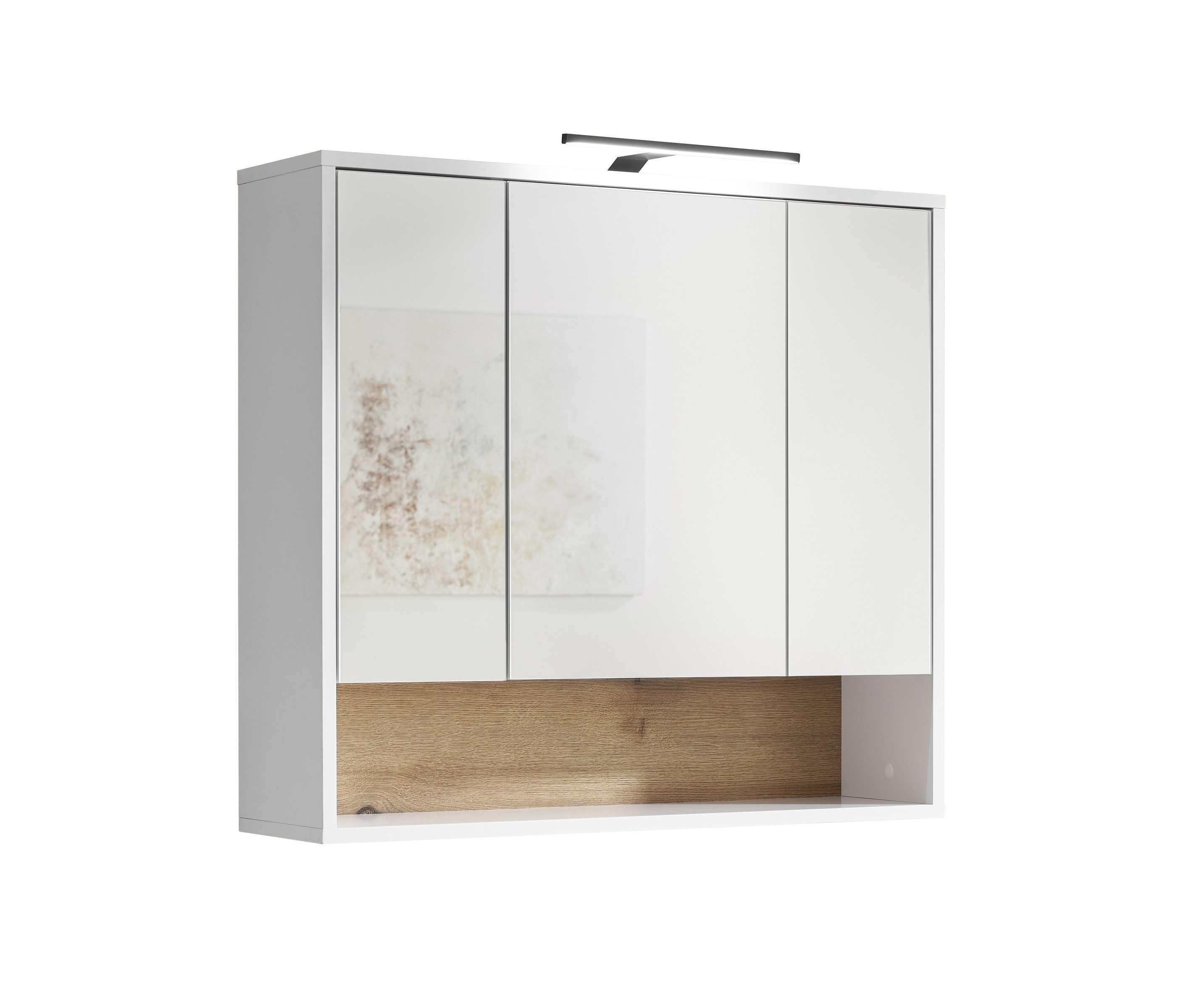 BEGA BBK Badezimmerspiegelschrank in Weiß / Evoke Eiche Dekor - 80x72x21cm (BxHxT)