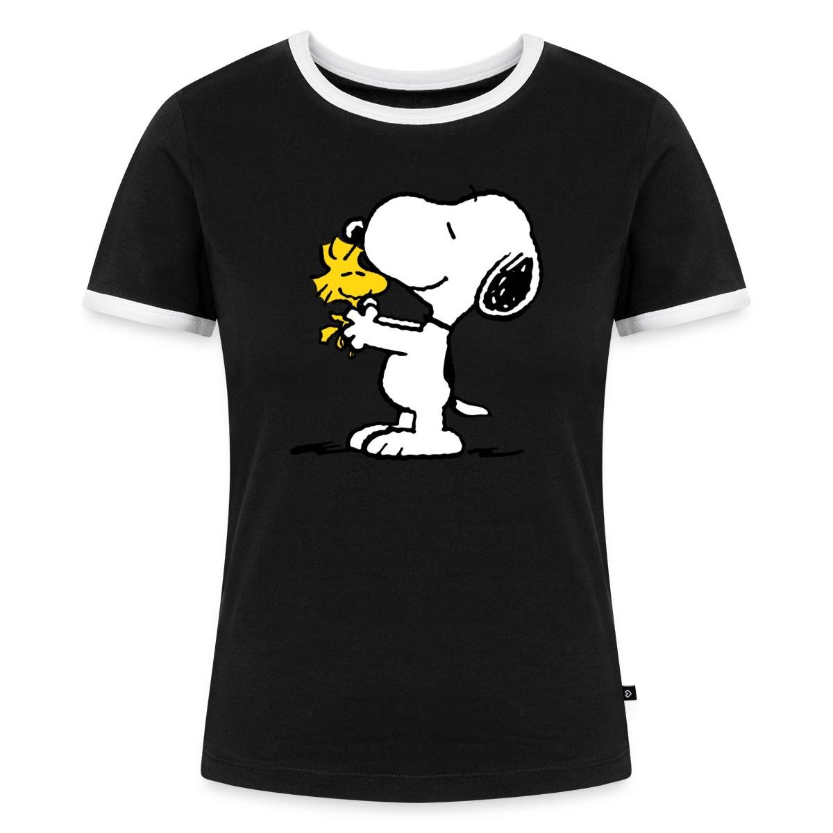 Spreadshirt T-Shirt Peanuts Snoopy Und Woodstock Frauen Kontrast T-Shirt (1-tlg)