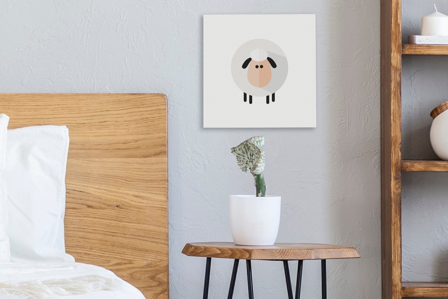 OneMillionCanvasses® Leinwandbild Fell, eines Illustration Schlafzimmer Leinwand St), mit Bilder Schafs Wohnzimmer (1 dickem für