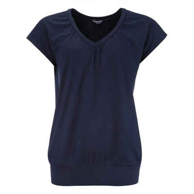 modAS T-Shirt Damen Kurzarmshirt Basic mit V-Ausschnitt und breitem Saum am Bündchen