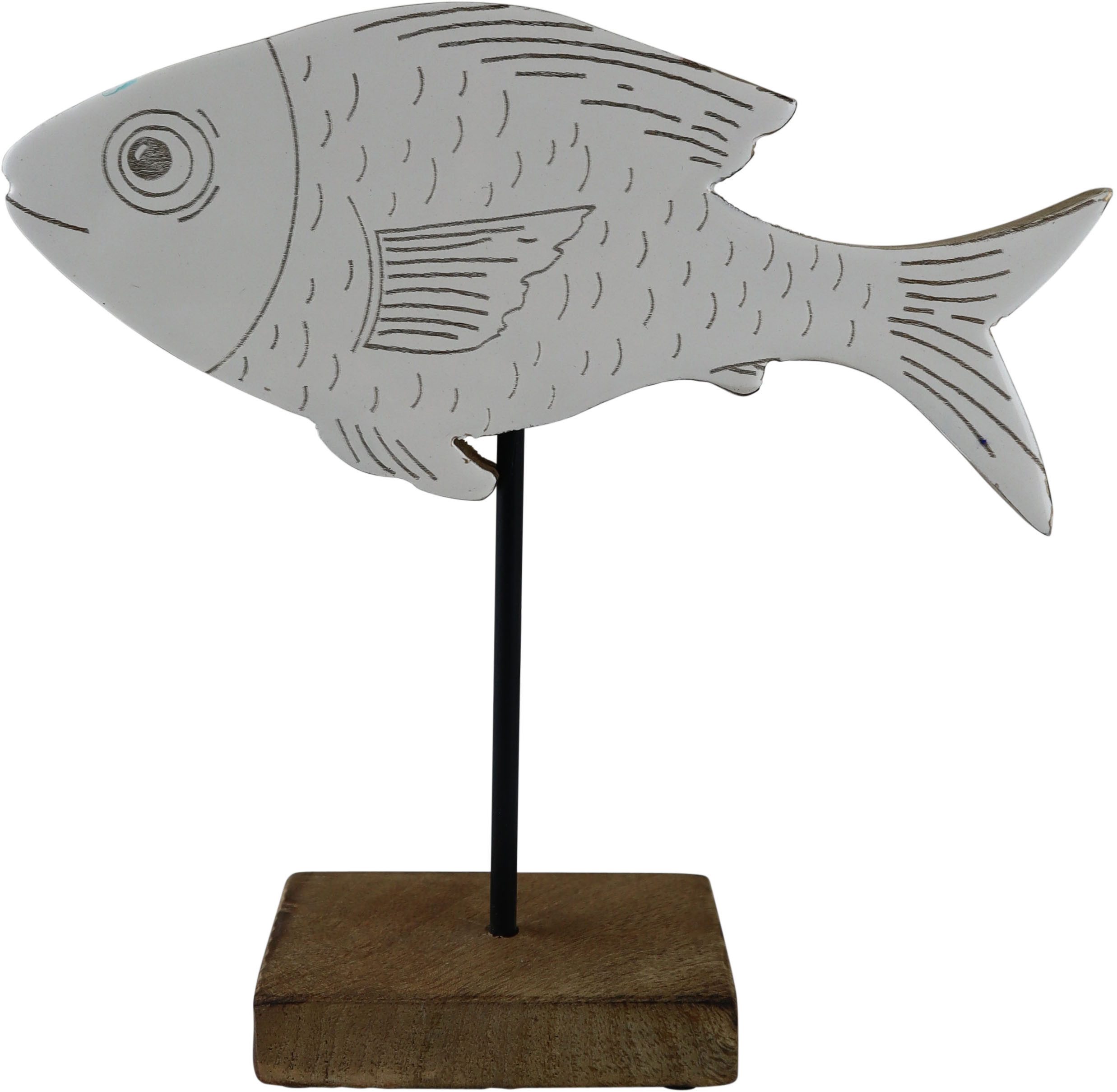 AM Design Dekofigur Fisch aus Mangoholz und Metall, Osterdekoration in zwei Größen