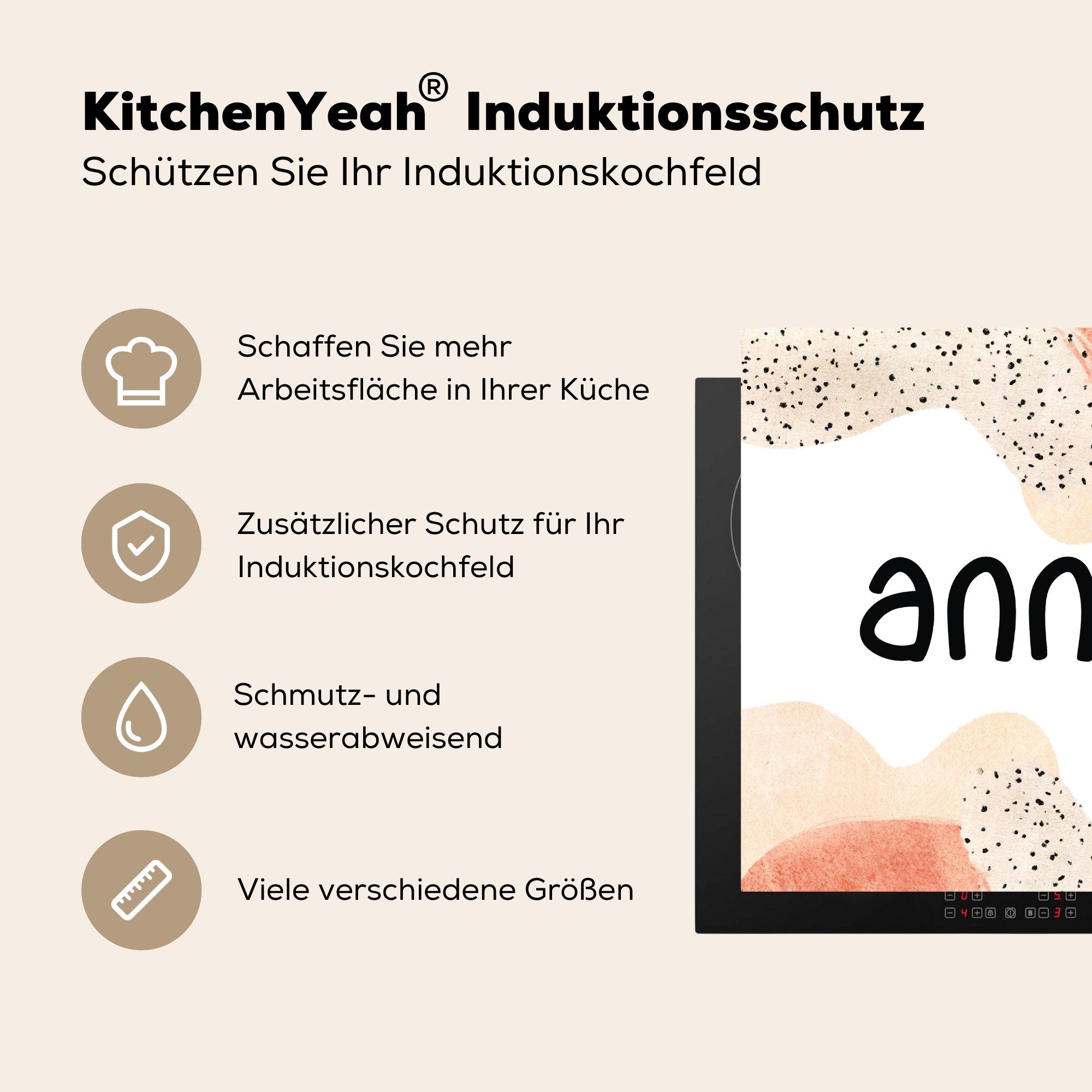 MuchoWow Herdblende-/Abdeckplatte Anna Mädchen, - Arbeitsplatte Pastell (1 78x78 tlg), - für Vinyl, cm, küche Ceranfeldabdeckung