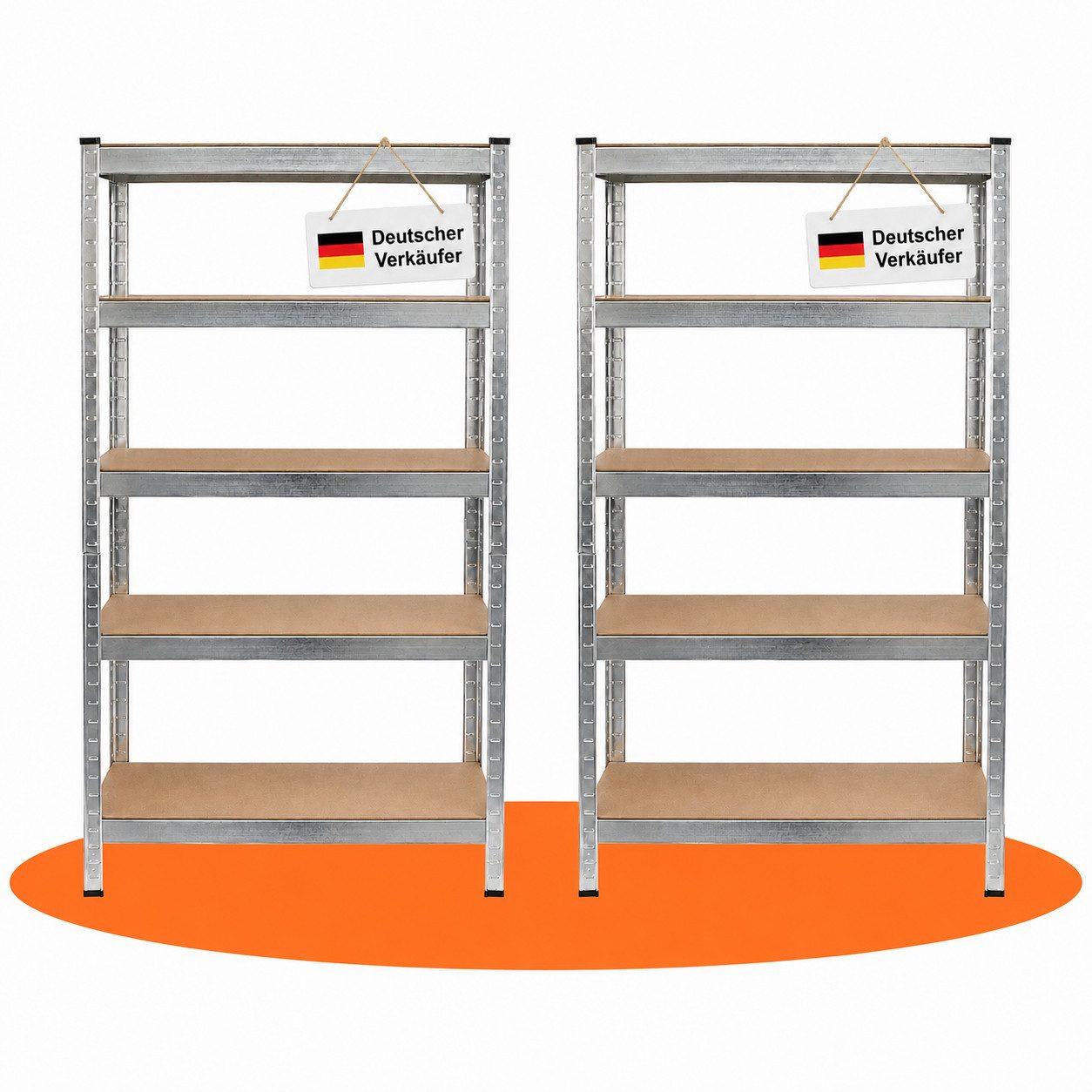 ONDIS24 Schwerlastregal Steckregal Metallregal Basti 70 x 30 verzinkt, 2-tlg., steckbar, robust