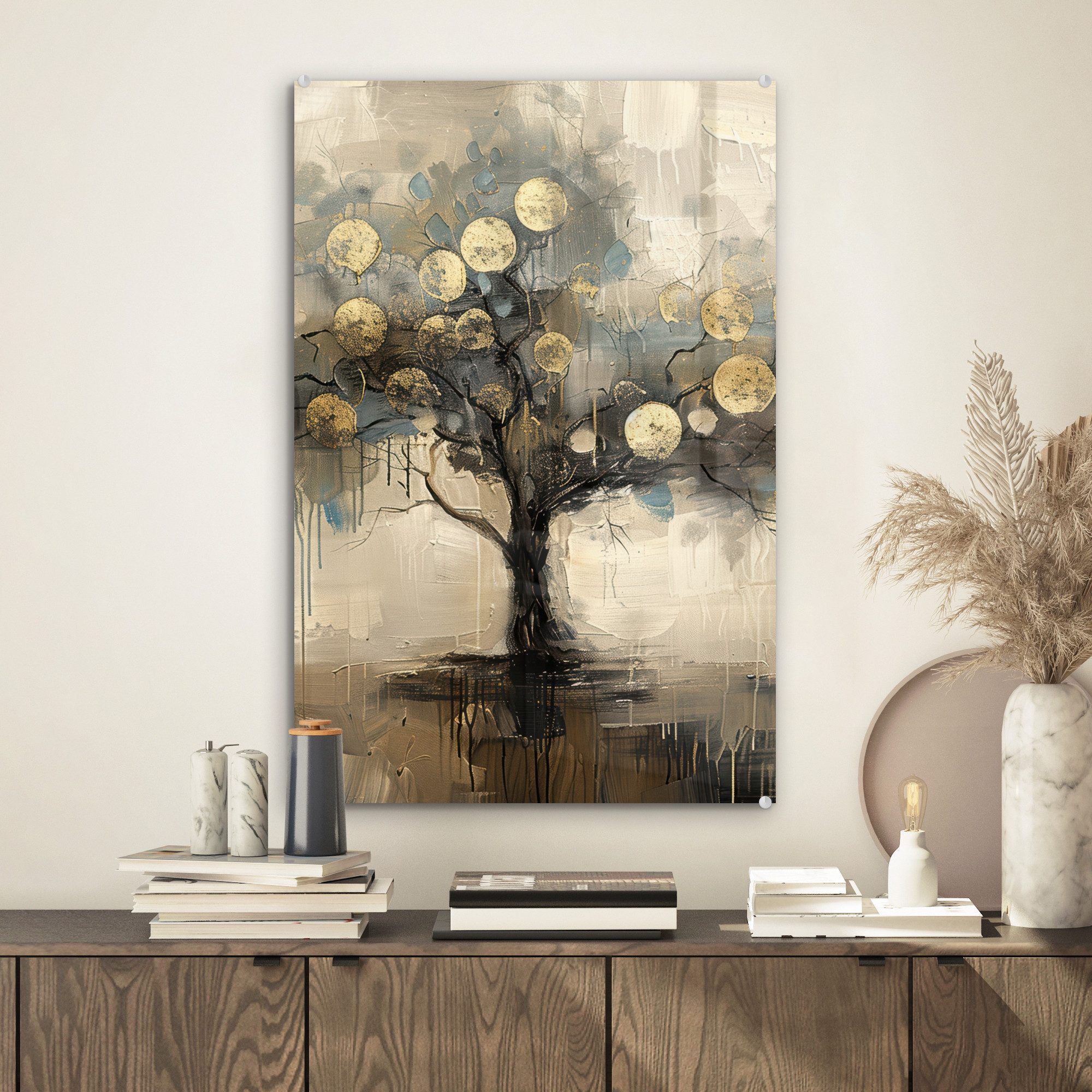 MuchoWow Acrylglasbild Beige - Abstrakt - günstig online kaufen