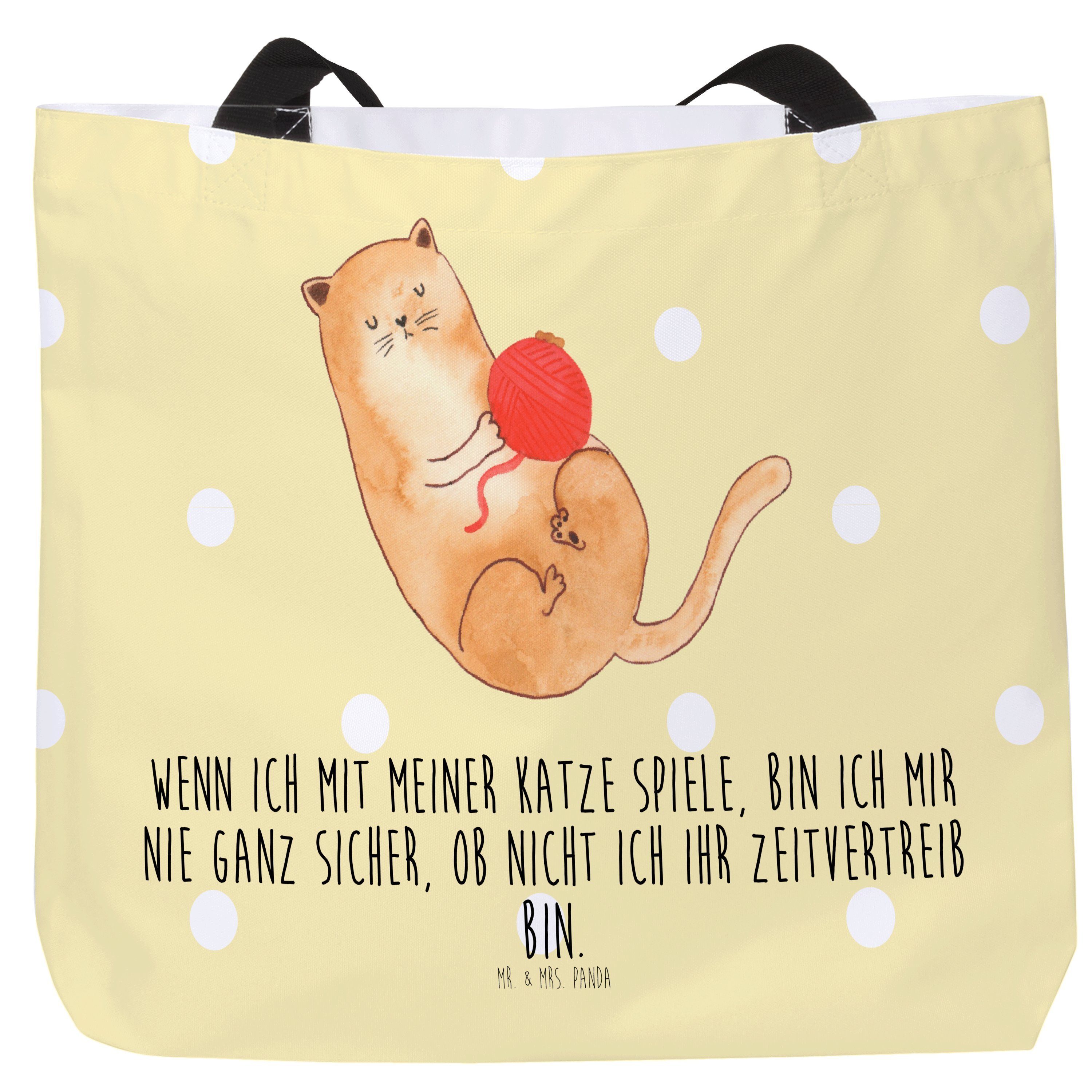 Mr. & Wollknäul Geschenk, Katzenprodukte, Mrs. Panda Shopper Pastell - Gelb Katzen Shopper, (1-tlg) 