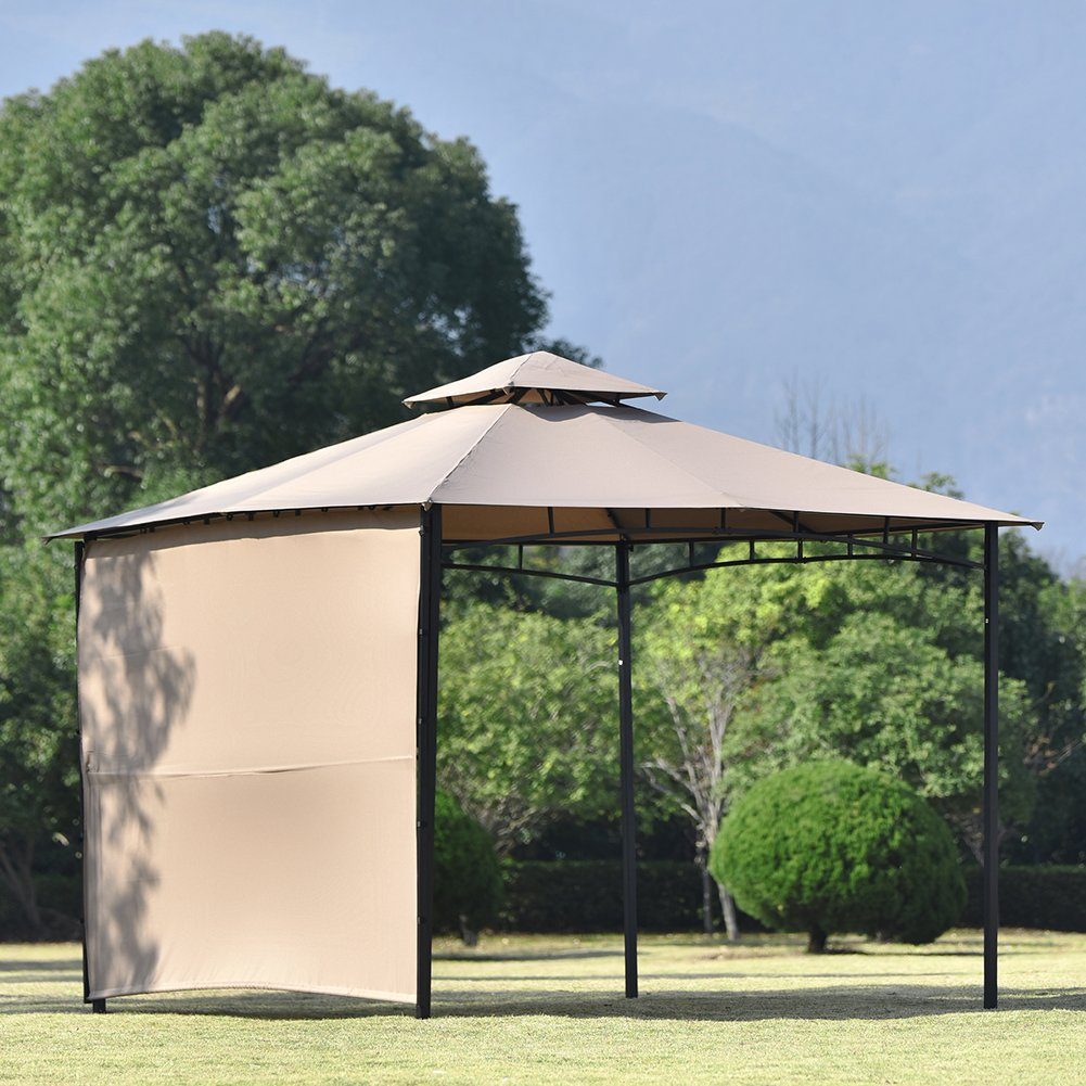 Pavillon, mit 1 Seitenteilen, Gartenpavillon mit ausziehbare Seitenteil, Wasserdicht Partyzelt, UV-Schutz, Stahlgestell, 3 x 3 x 2,6 m