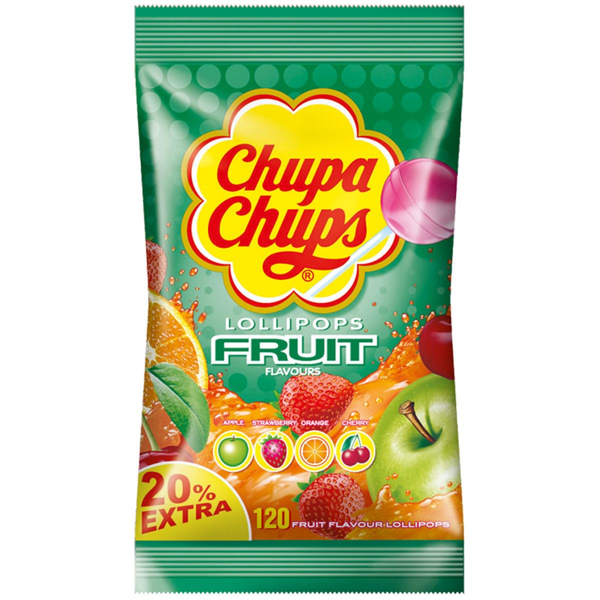 Chupa Chups Süßigkeit, Chupa Chups Frucht Lutscher 120 Lollies im Nachfüllbeutel 1440g