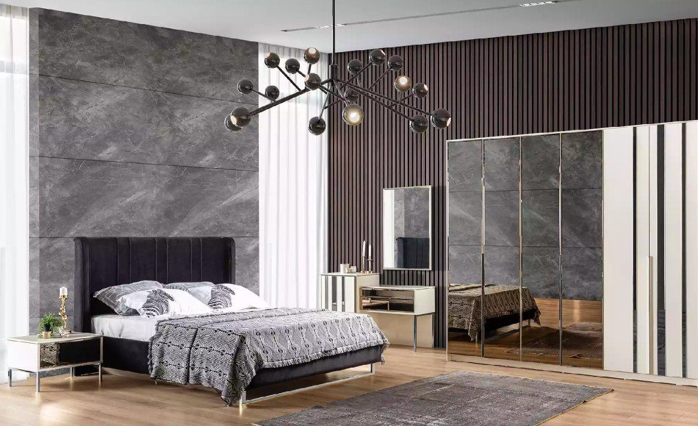 Bett Betten, Nachttische), Schlafzimmer (3-St., Made Luxus Modern 2x Schlafzimmer-Set 1x + 3tlg. Bett Möbel 2x in JVmoebel Europa Nachttische