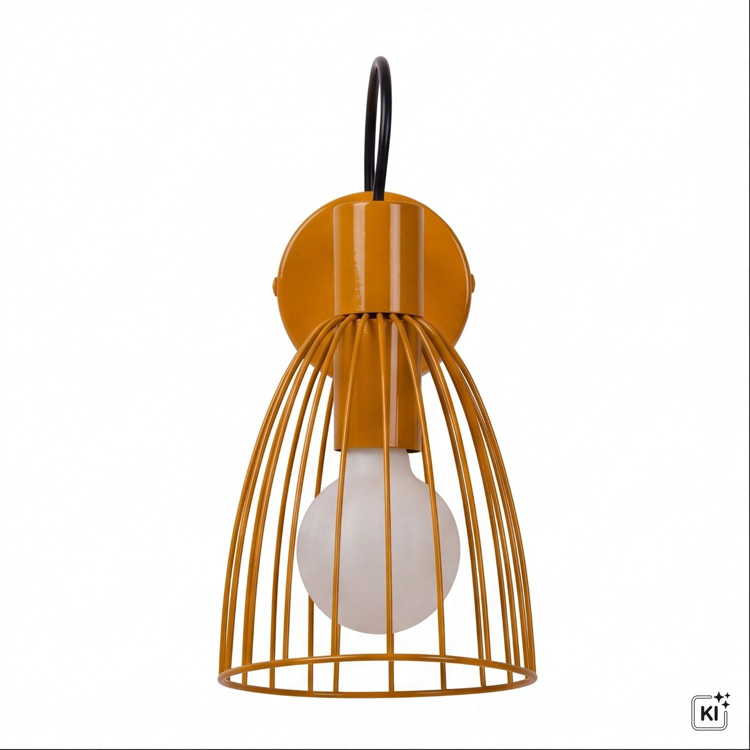 Licht-Erlebnisse Wandstrahler NAVIK, ohne Leuchtmittel, Ockergelb Metall Draht Strahler verstellbar E27 B:15 cm Kinderzimmer