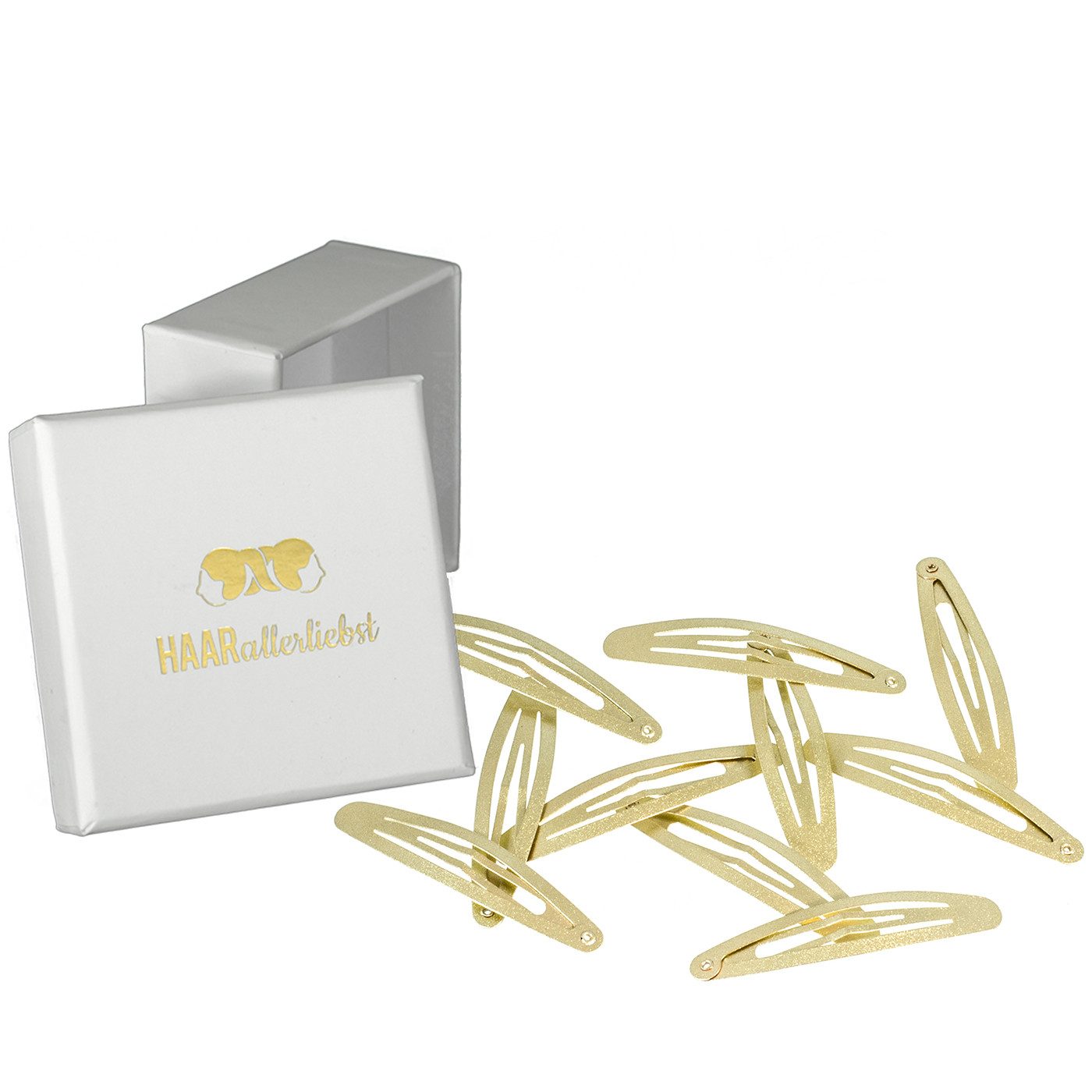 HAARallerliebst Haarspange Haarspangen lang oval, Spar-Set, 10-tlg., Farbe gold schimmernd, 5,8cm Длина