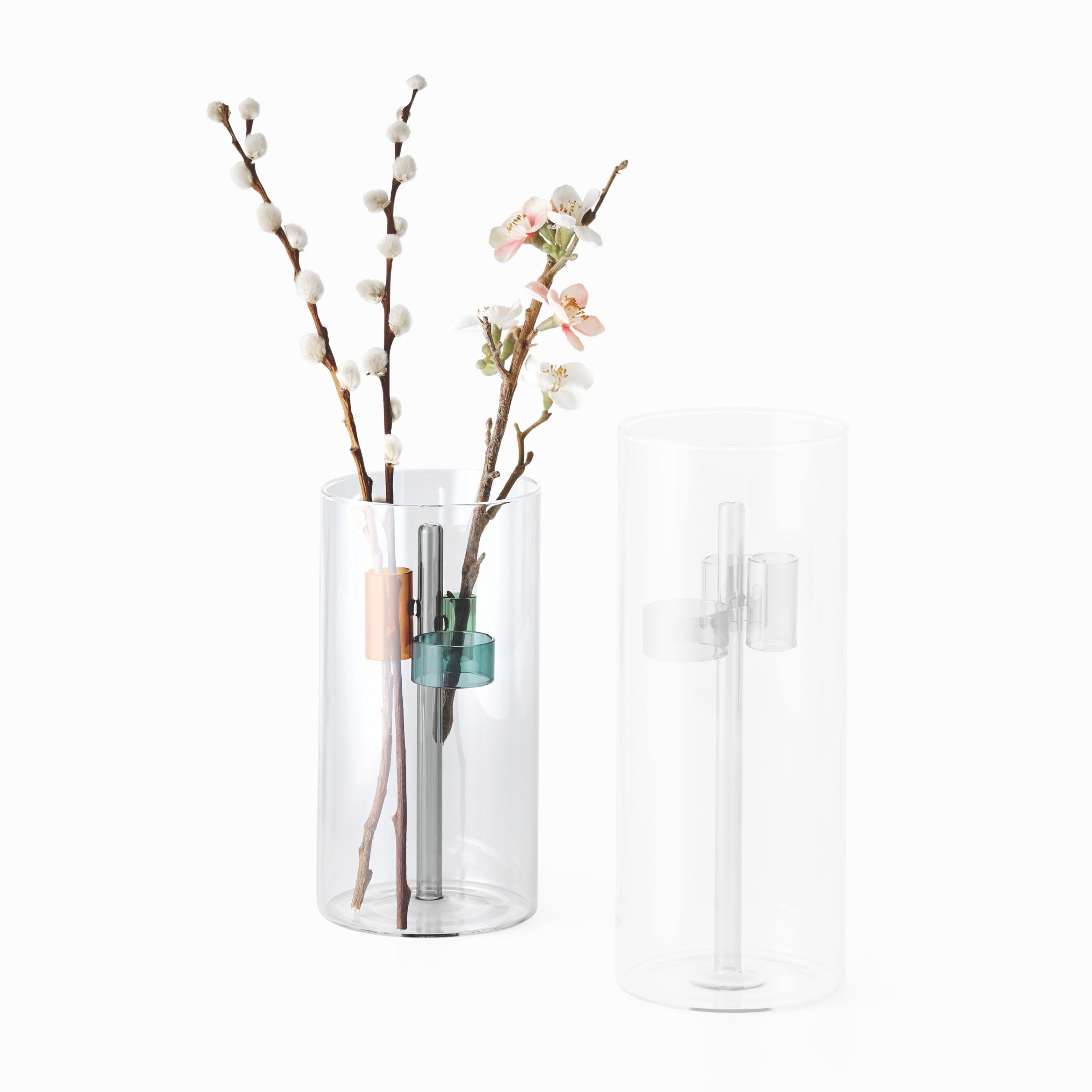 PHILIPPI Dekovase Giardino, Modernes Glasdesign mit farbigen Akzenten, mehrfarbig, 10 x 10 x 20cm