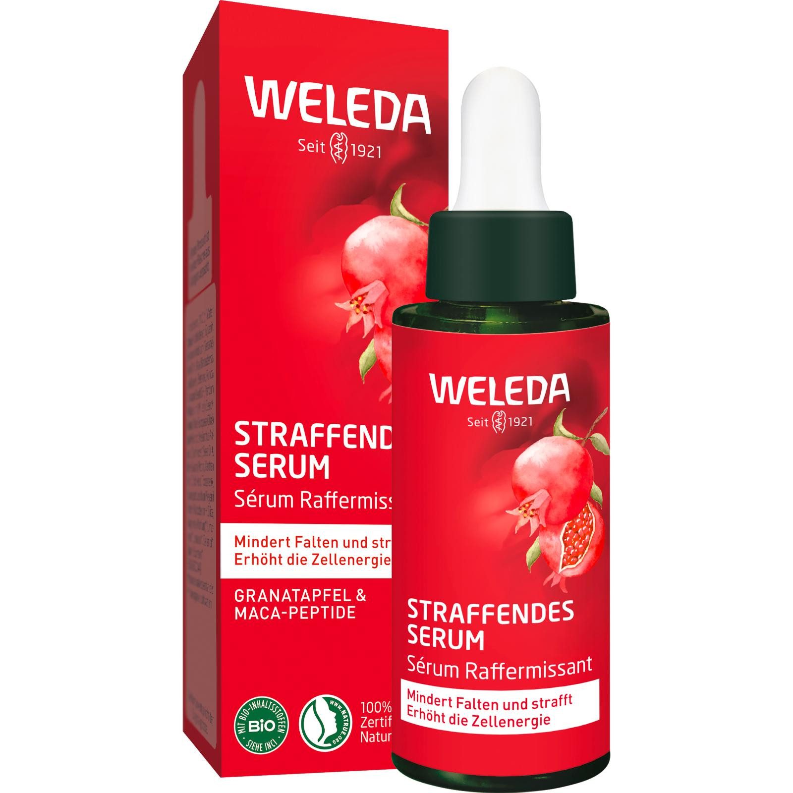 WELEDA Gesichtsserum Weleda Straffendes Serum Granatapfel & Maca-Peptide, spendet Feuchtigkeit & verbessert die Elastizität
