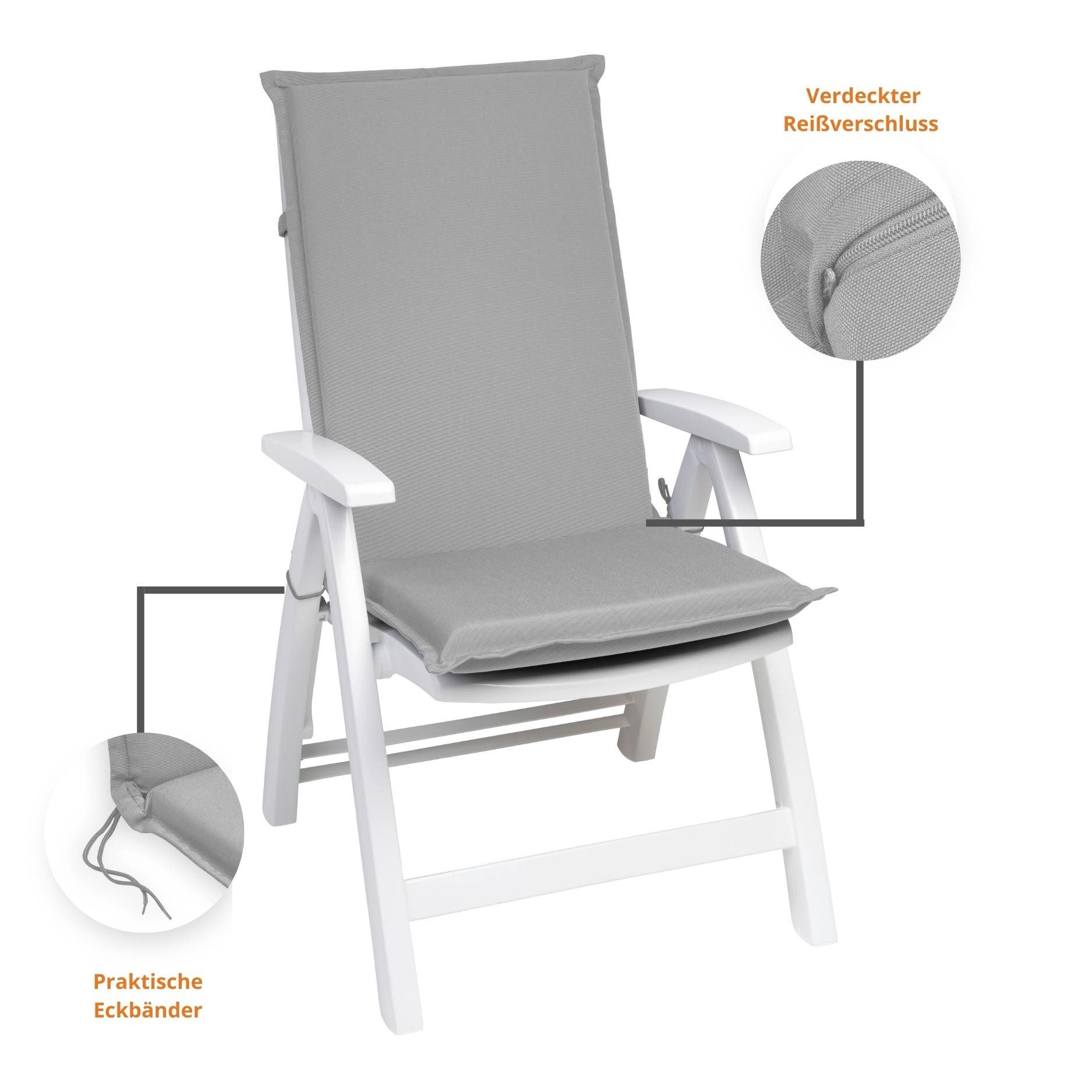 sleepling Hochlehnerauflage Polsterauflage Hochlehner, (2 St., 2er-Set), Polster für Gartenmöbel, Ökotex, Eckbänder und Einstellband