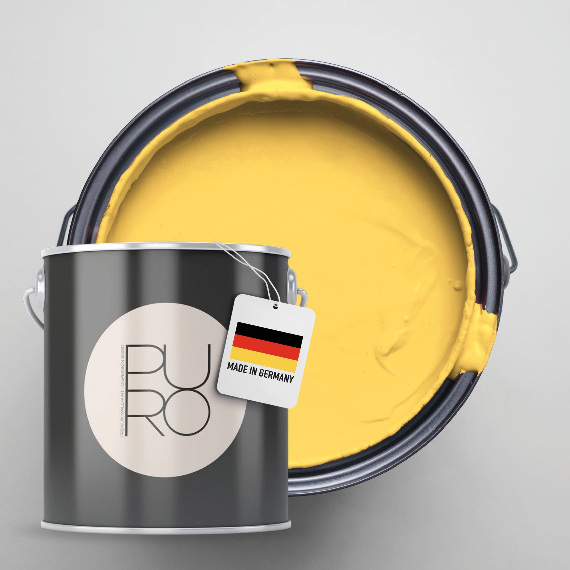 A.S. Création Wandfarbe Premium Innenwandfarbe PURO Tuchmatt sunny yellow, ideal für Wohnzimmer, Schlafzimmer, Flur und Küche, Farbwelt Gelb