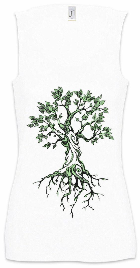 Tanktop Yggdrasil VIII Ärmelloses Damen T-Shirt Asen Celtic Irminsul Tree Loki