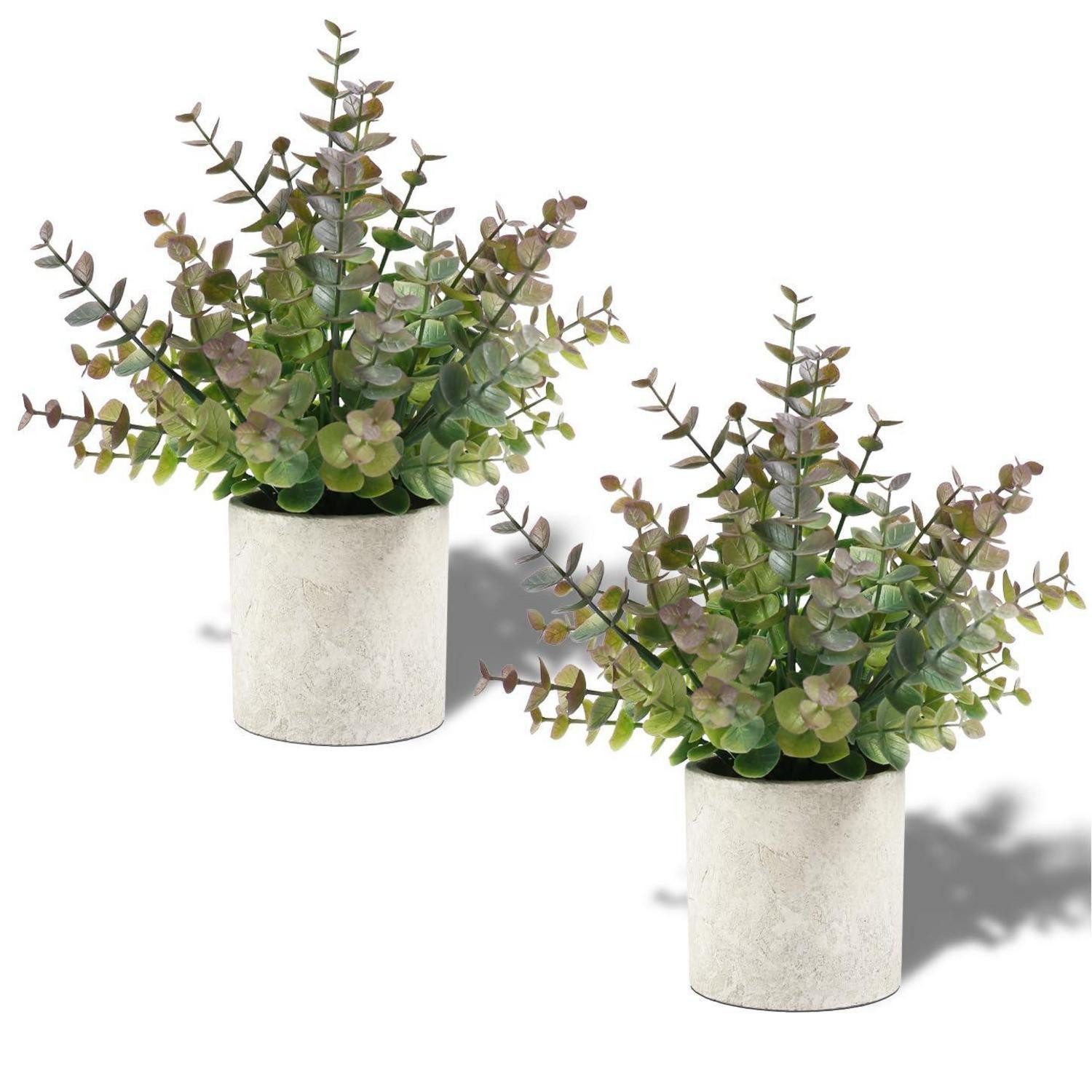Künstliche Zimmerpflanze Kunstpflanzen Eukalyptus 2er Set Lila Klein, LuxusKollektion, Höhe 8.3 cm