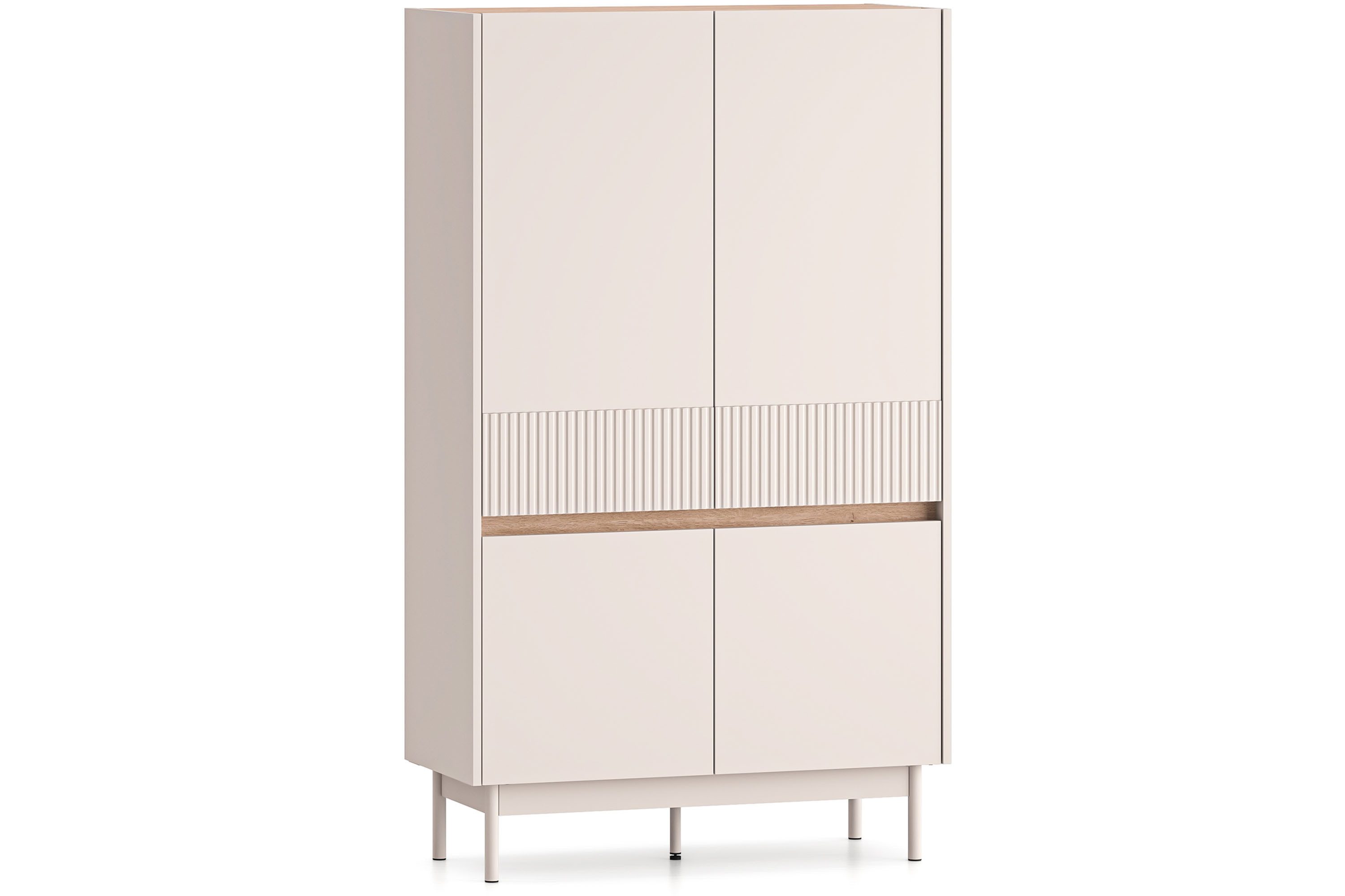 KONSIMO® Hochkommode NALIA hergestellt in der EU, Kombikommode, Kaschmirfarben, Metallfüße 18 cm, Elegant, mit Soft-Close-Funktion, Kaschmirfarbe